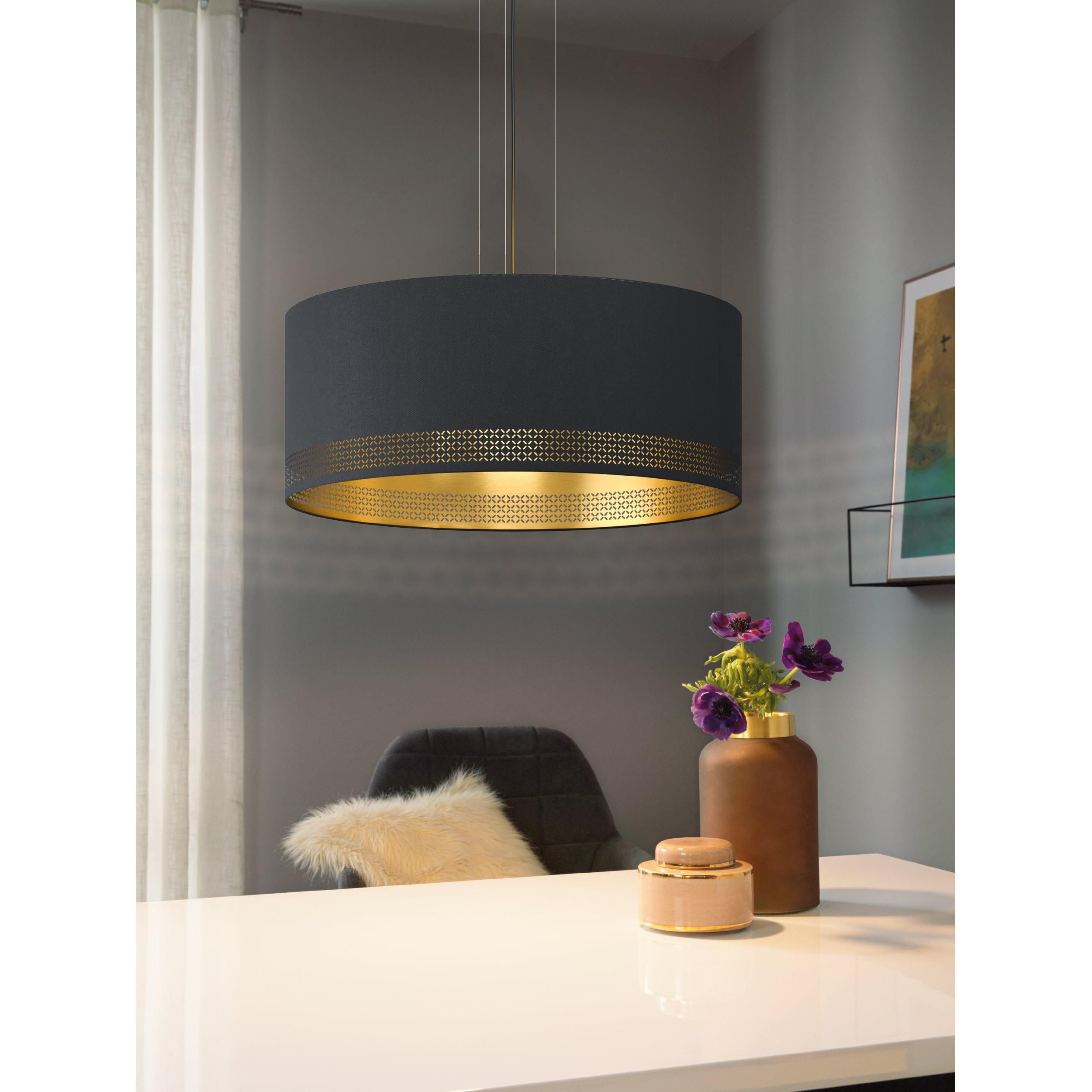 Suspension tissu noir ESTEPERRA E27 3X40W