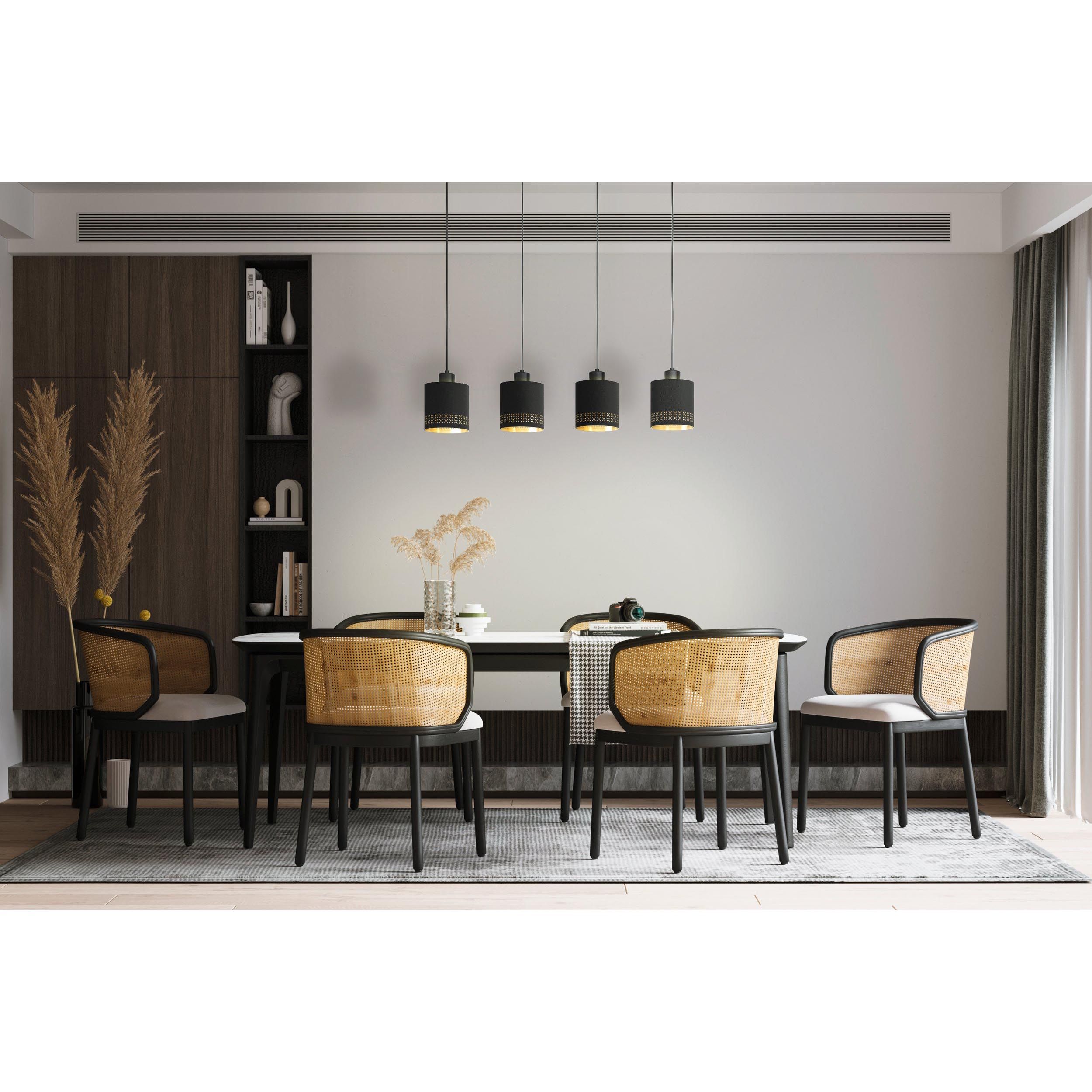 Suspension tissu noir ESTEPERRA E27 4X28W