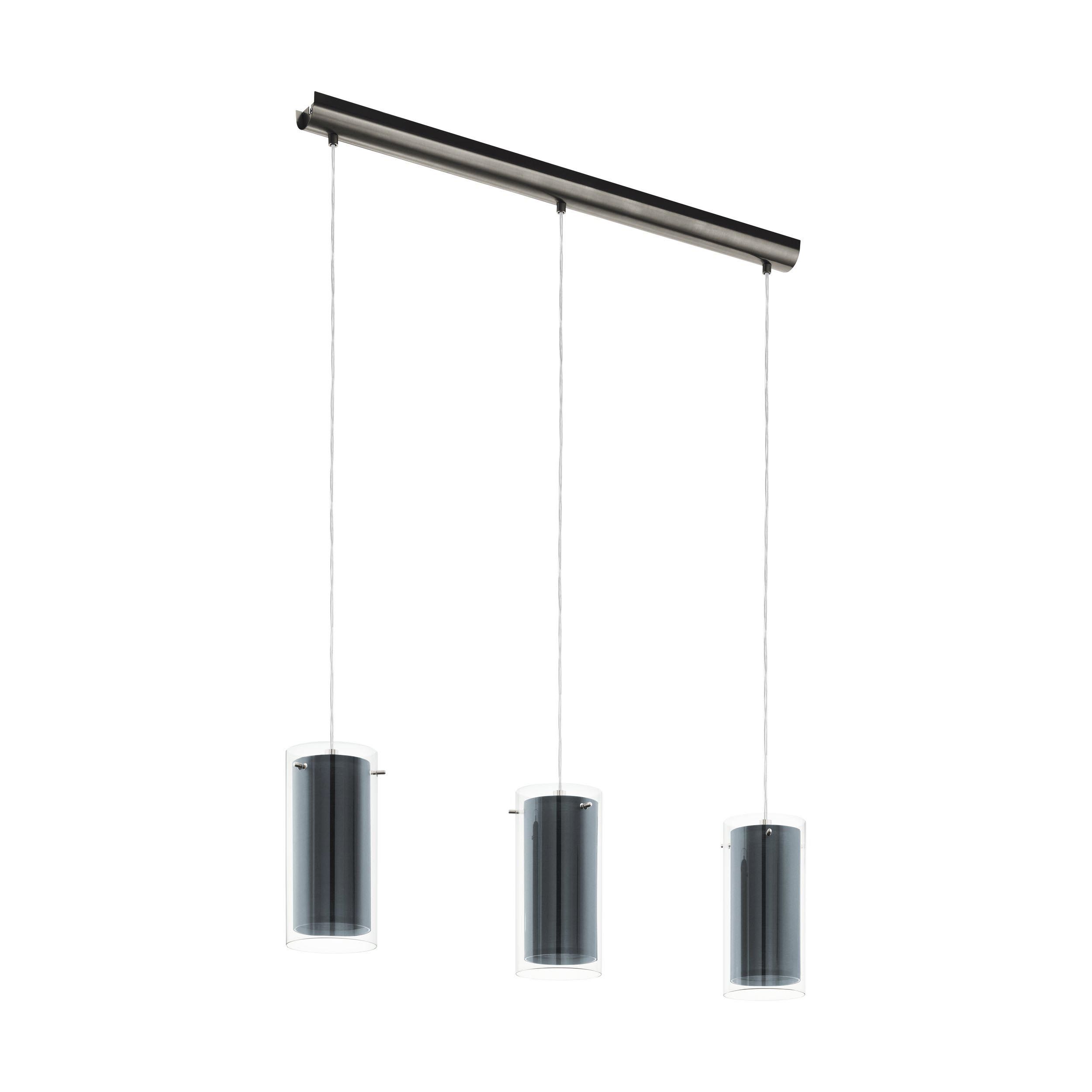 Suspension verre noir PINTO TEXTIL E27 3X16W