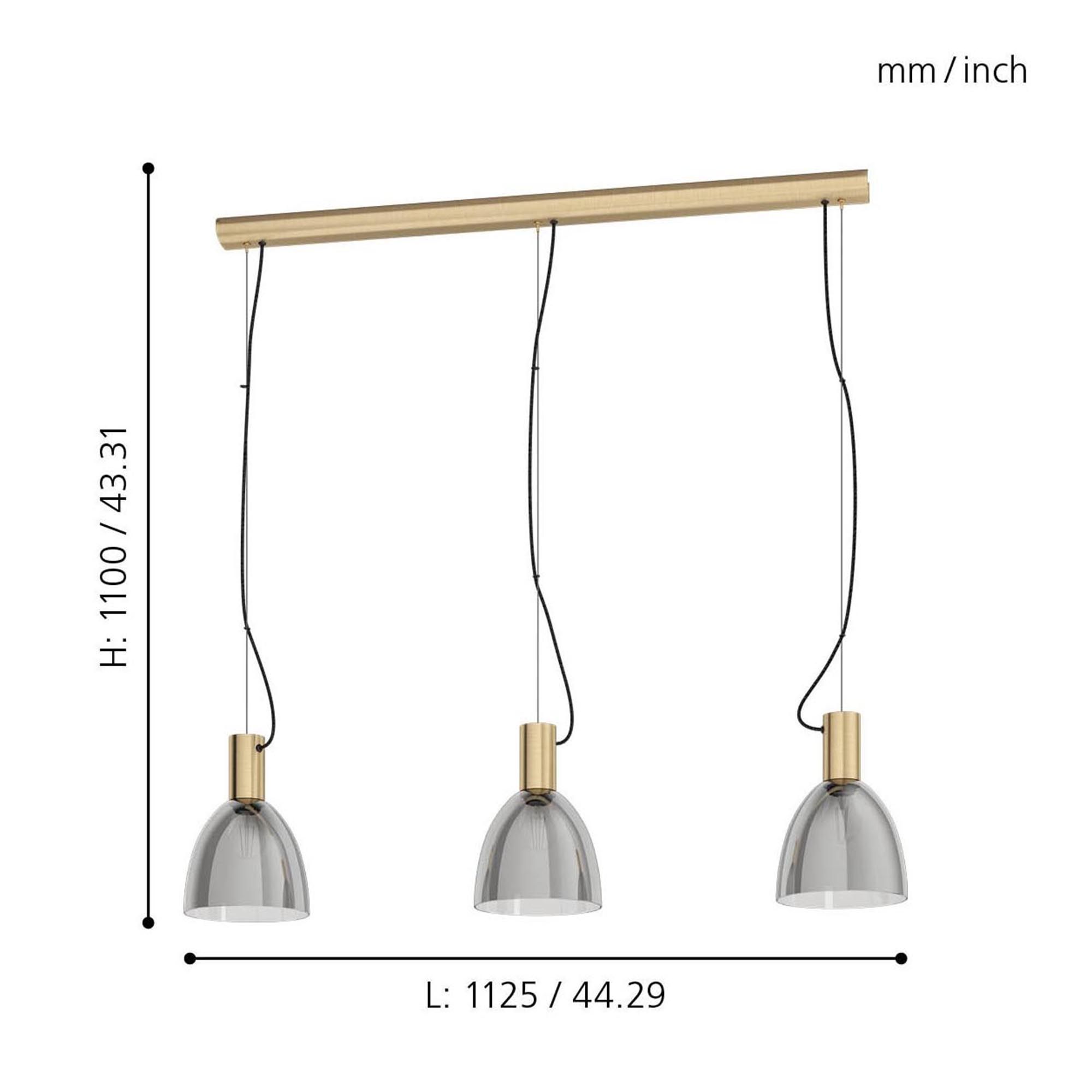 Suspension verre fume LEBALIO E27 3X40W