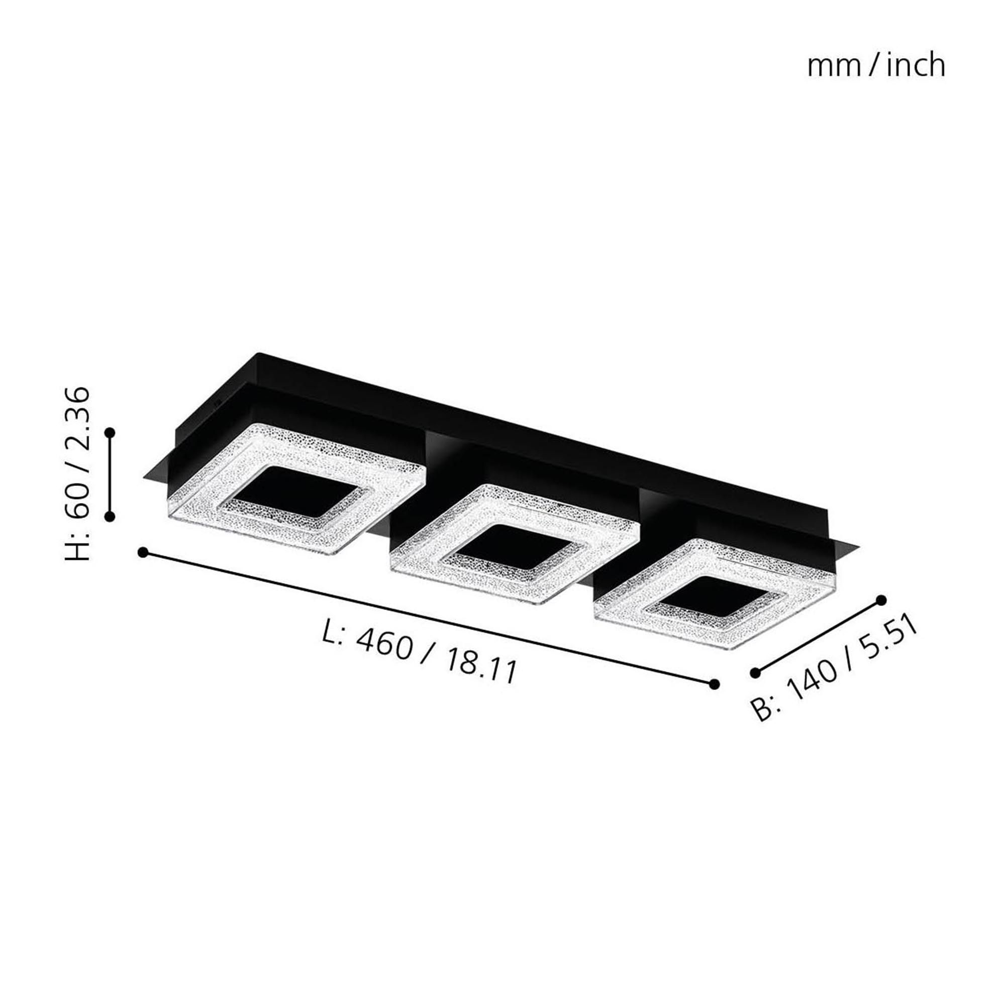 Plafonnier métal noir FRADELO 1 LED INT 3X3,5W