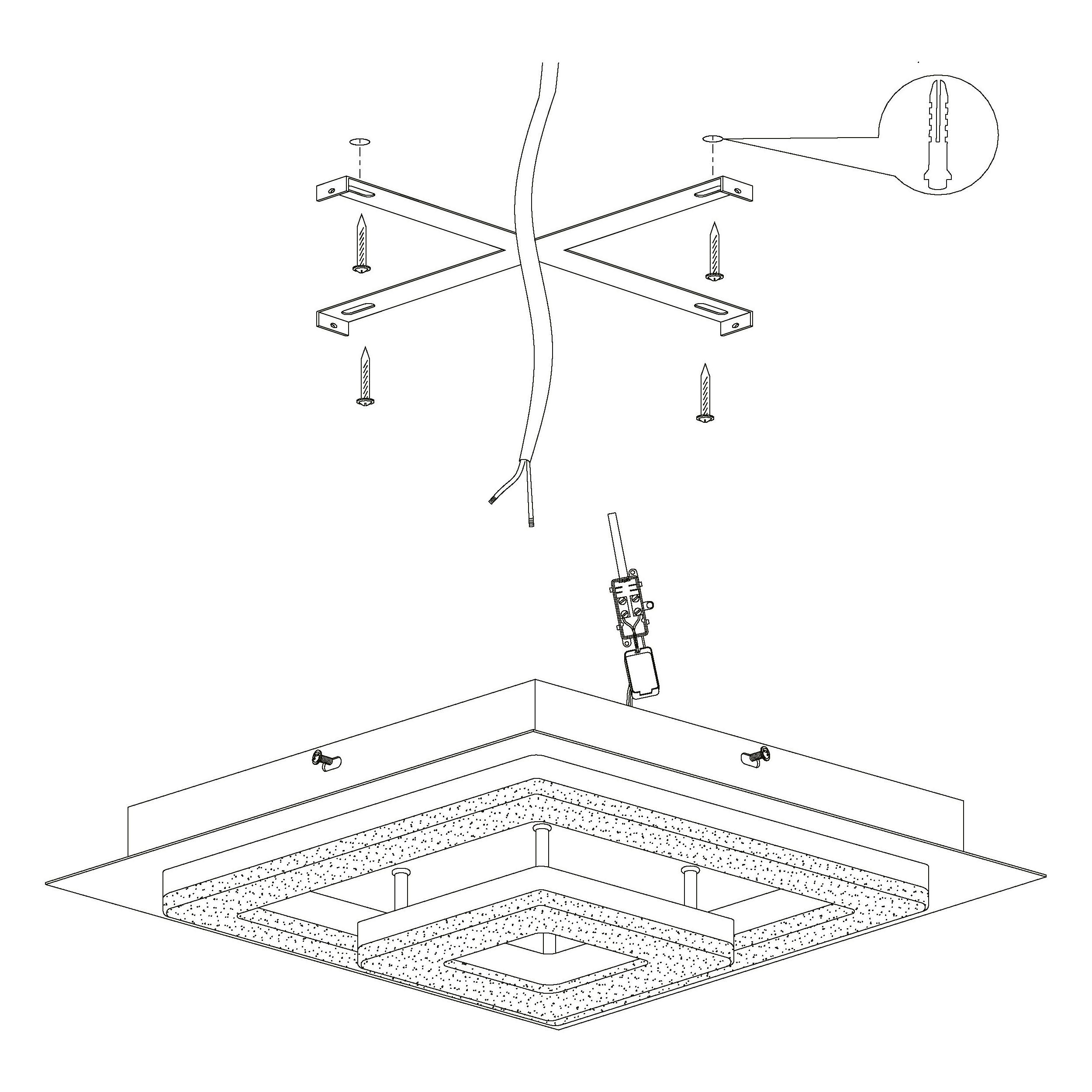 Plafonnier métal noir FRADELO 1 LED INT 4X2W