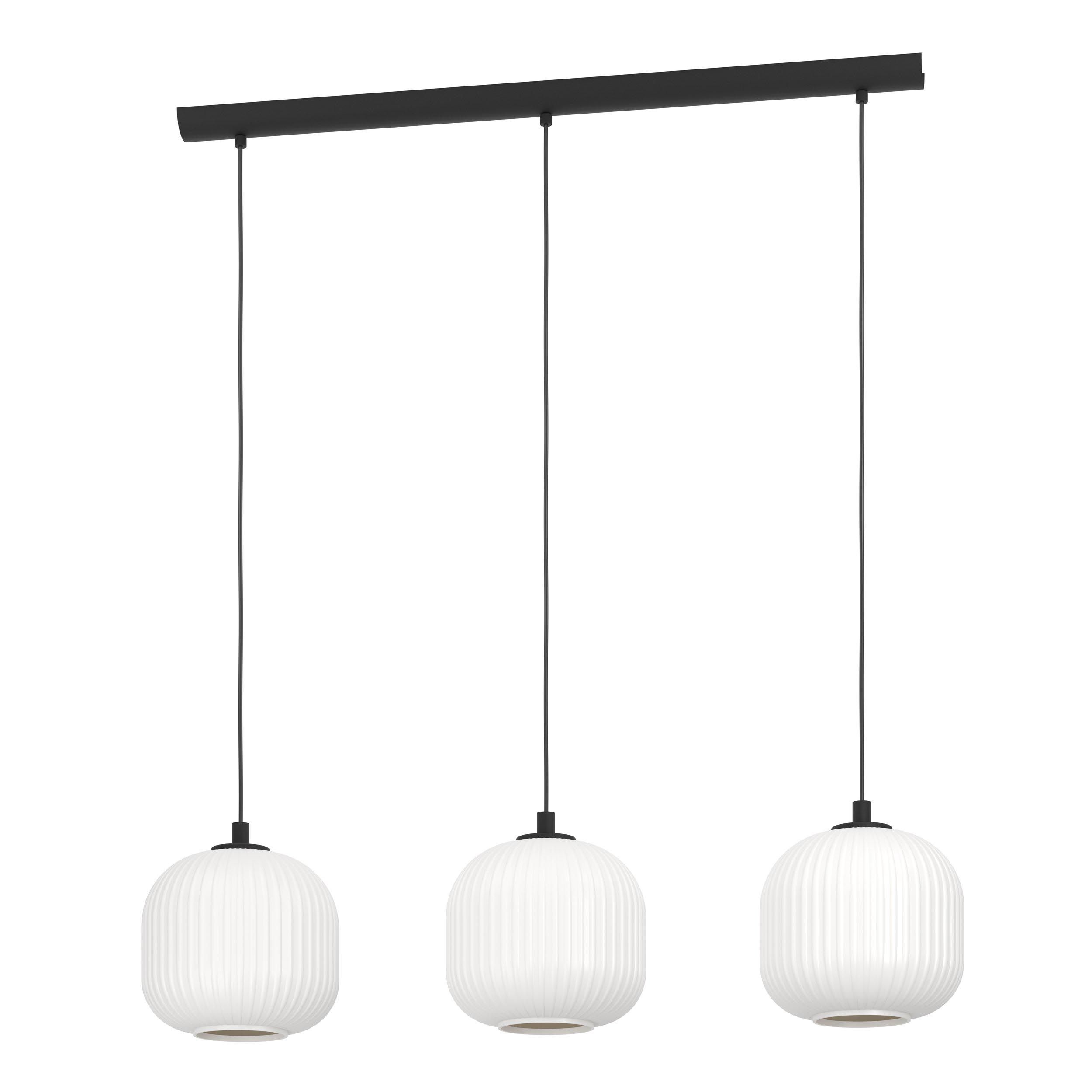 Suspension verre blanc MANTUNALLE barre 3 E27 3X40W