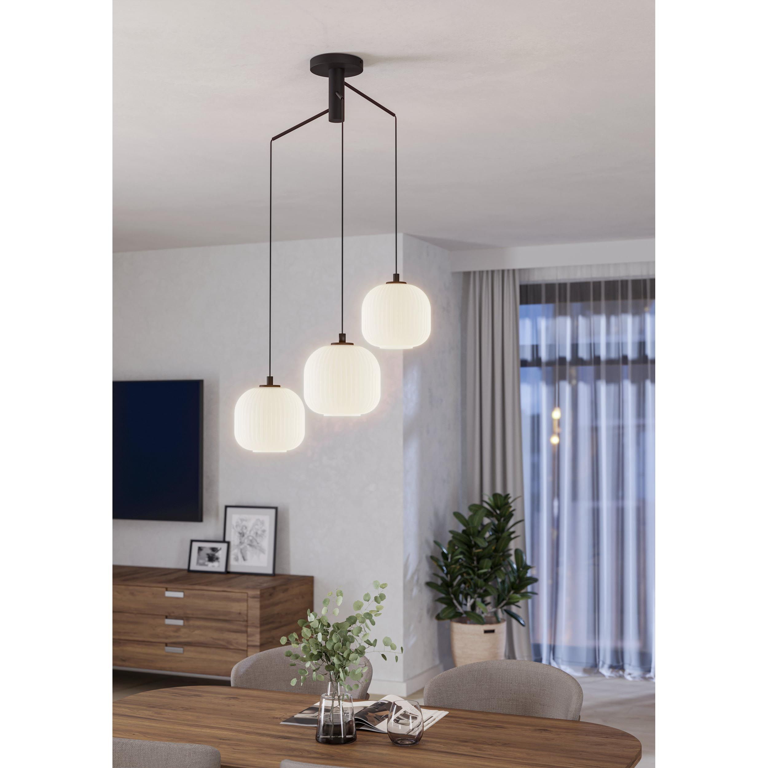 Suspension verre blanc MANTUNALLE cascade 3 E27 3X40W