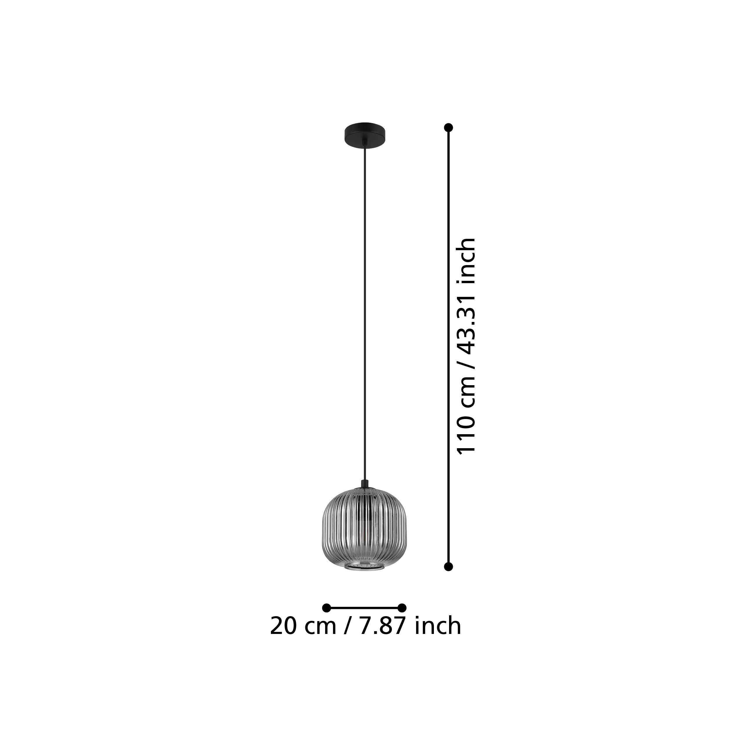 Suspension verre fume MANTUNALLE 1 E27 1X40W