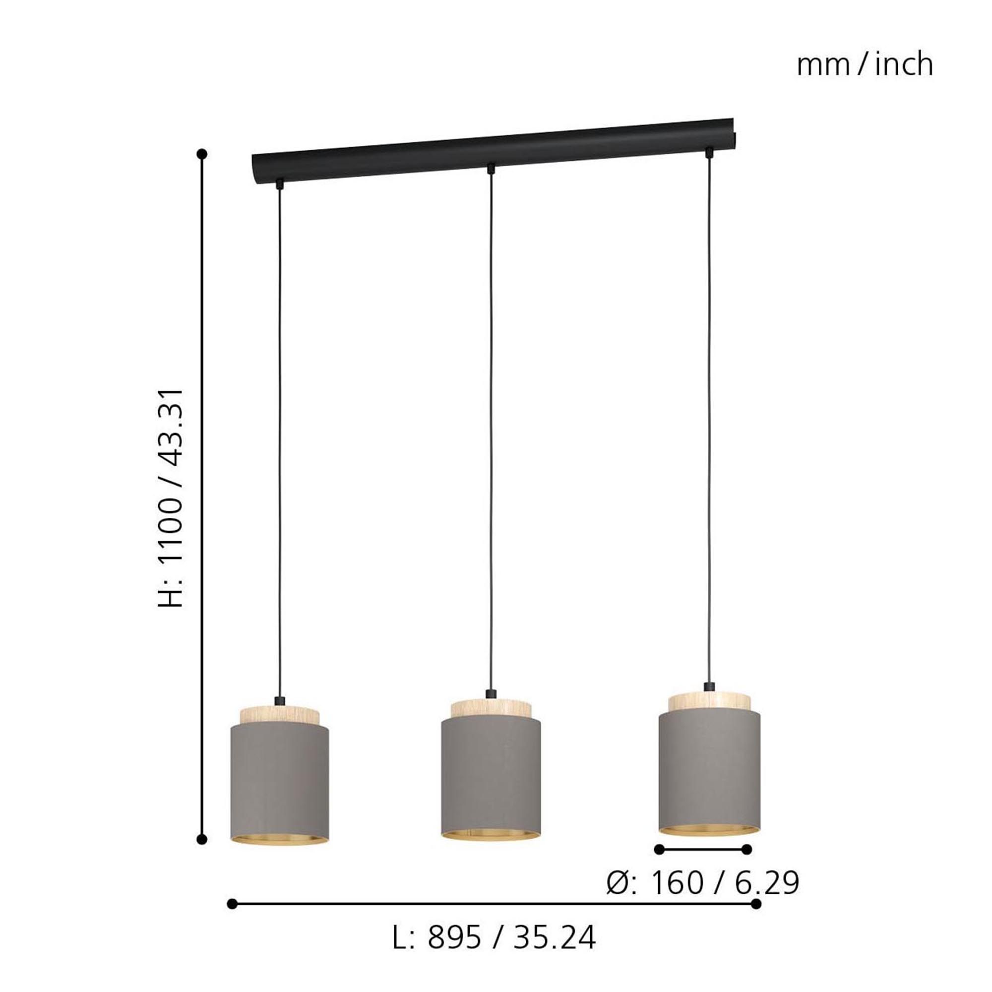 Suspension tissu cafe ALBARIZA E27 3X40W