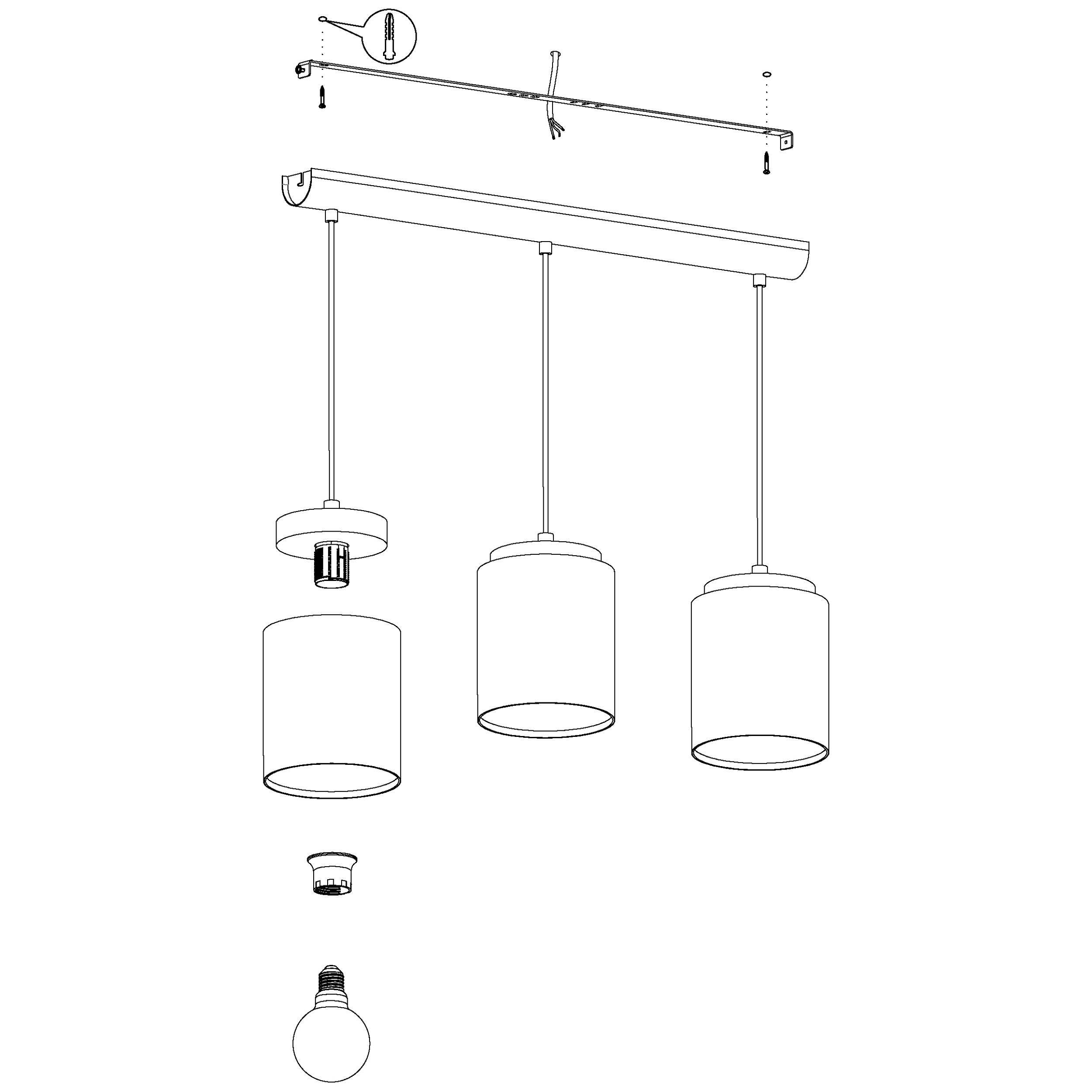 Suspension tissu cafe ALBARIZA E27 3X40W