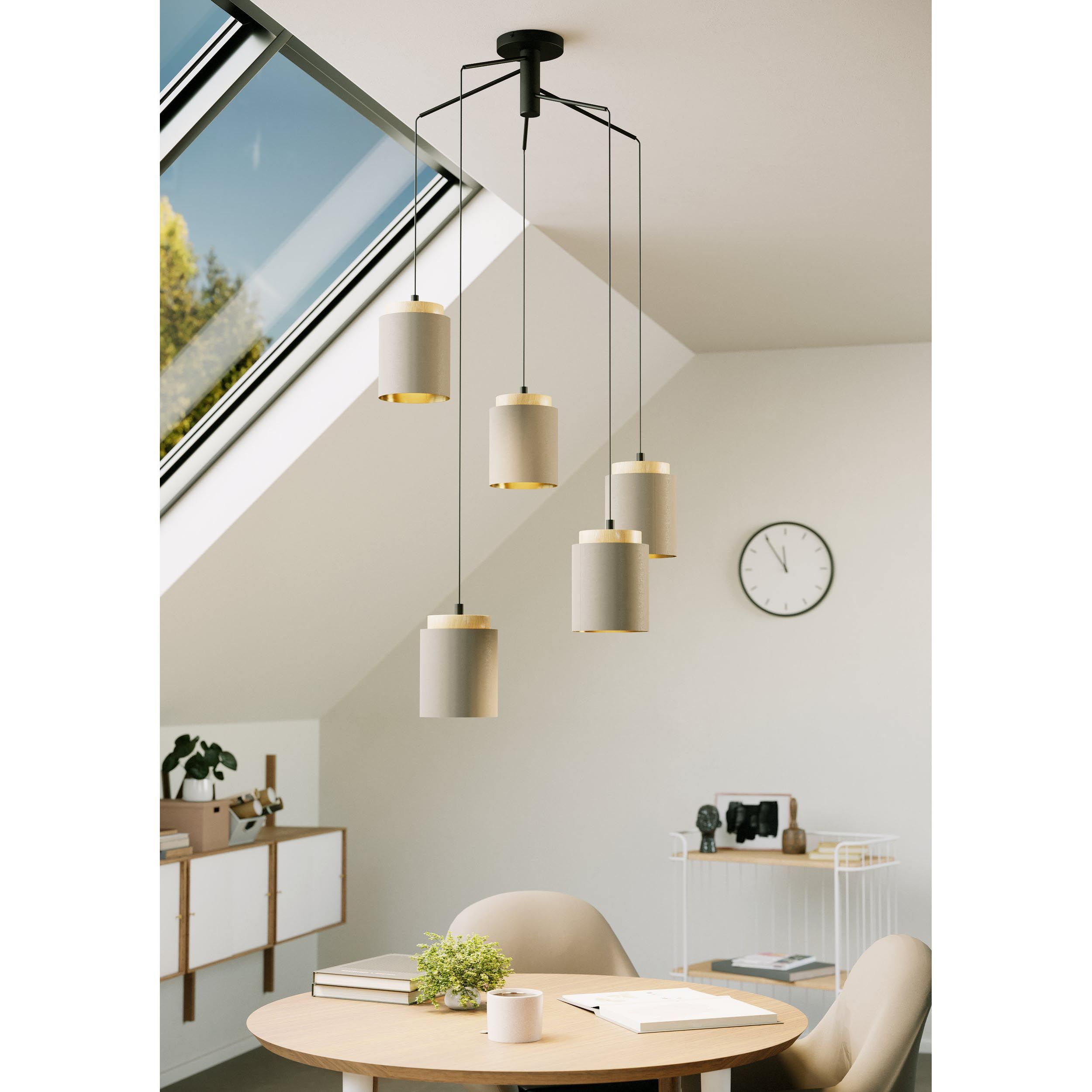 Suspension tissu cafe ALBARIZA E27 5X40W