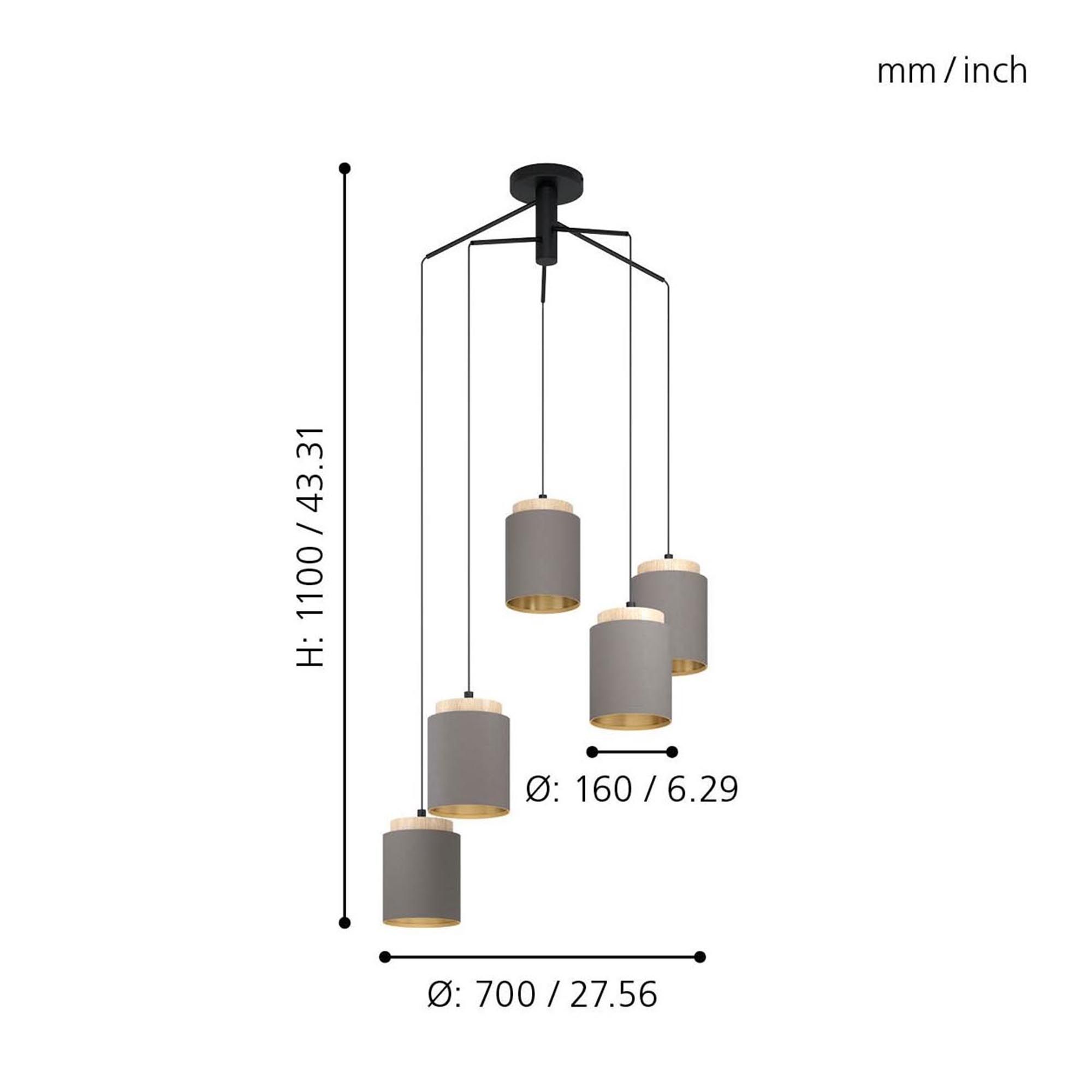 Suspension tissu cafe ALBARIZA E27 5X40W