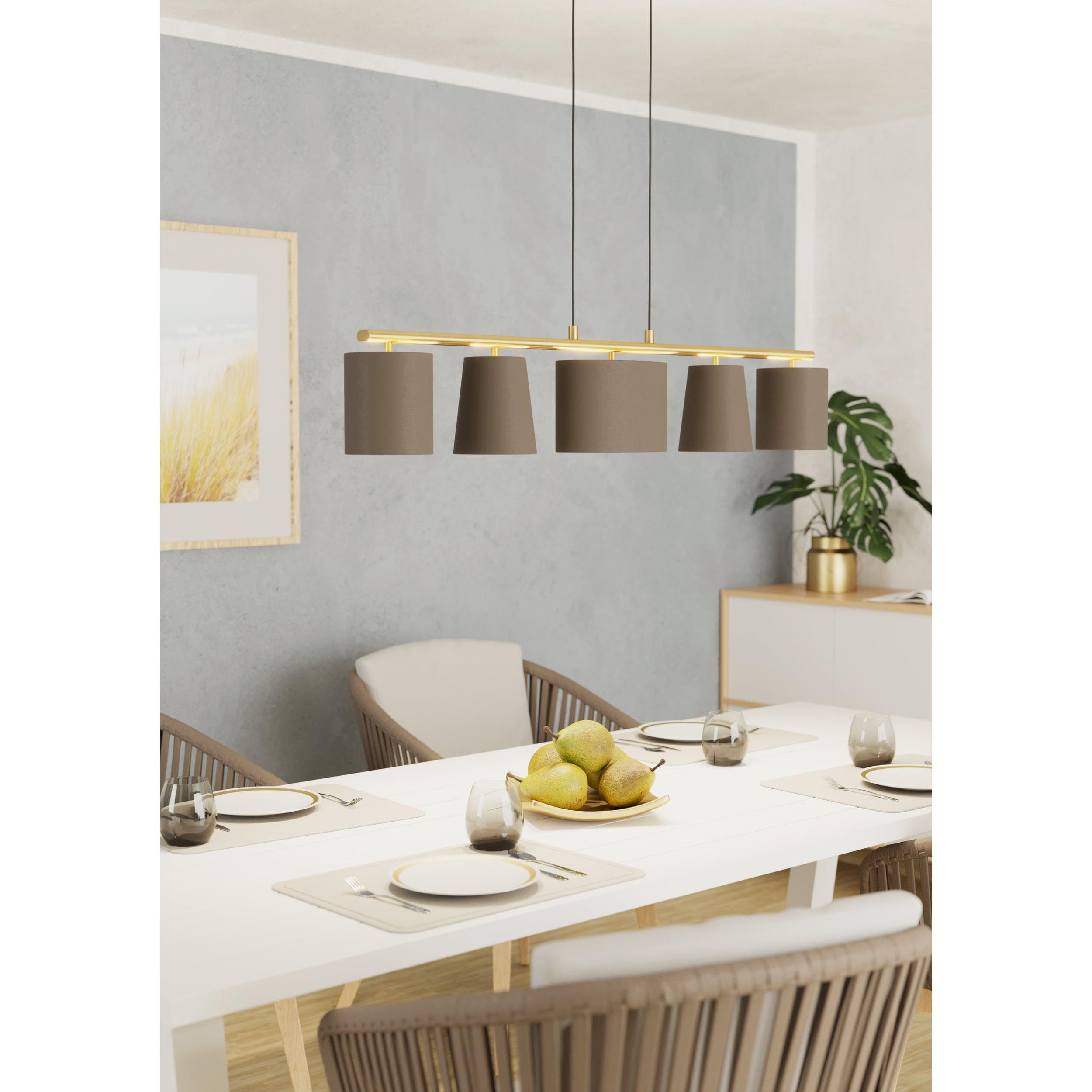 Suspension tissu gris ALMEIDA 2 E14 5X40W