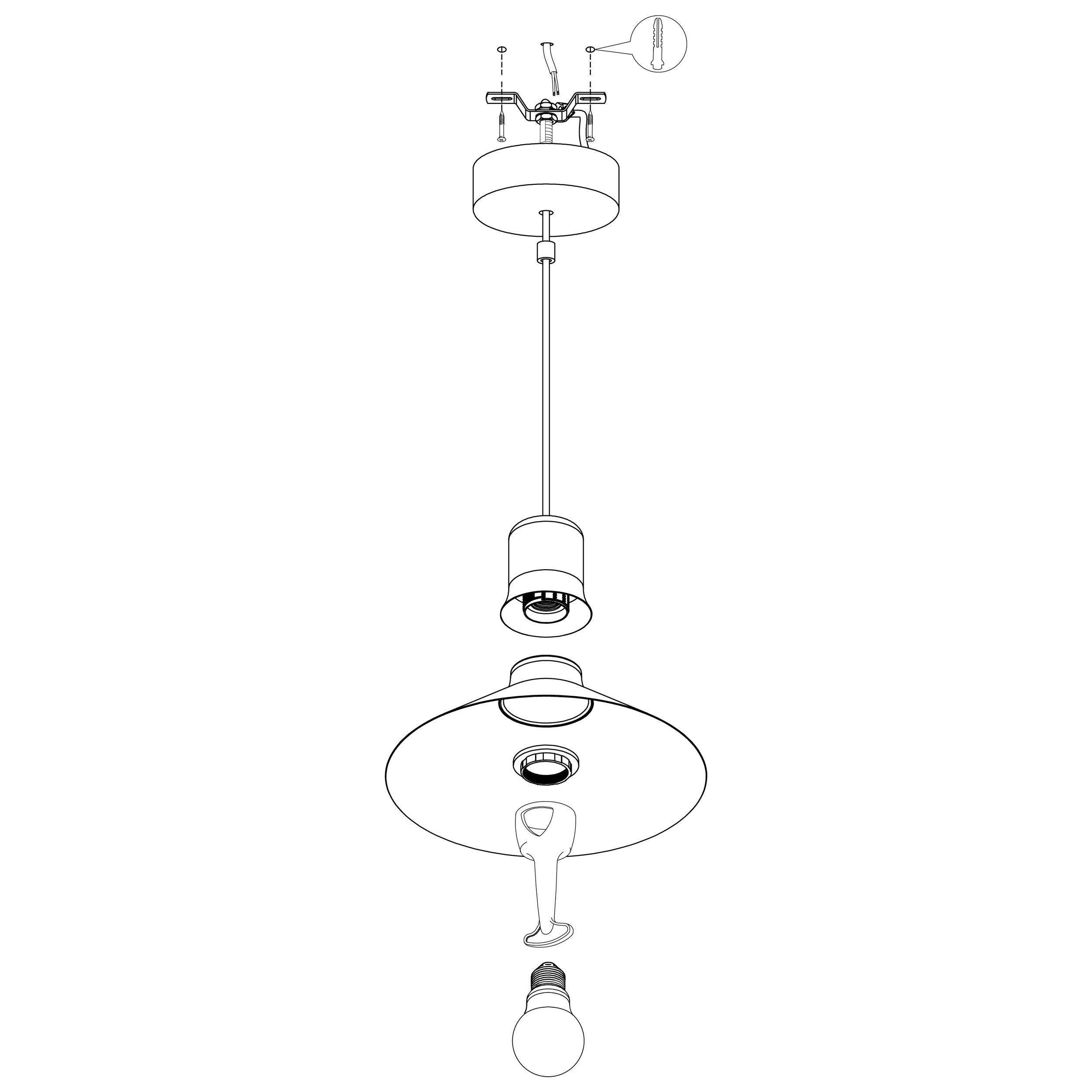 Suspension métal gris ABREOSA E27 1X28W