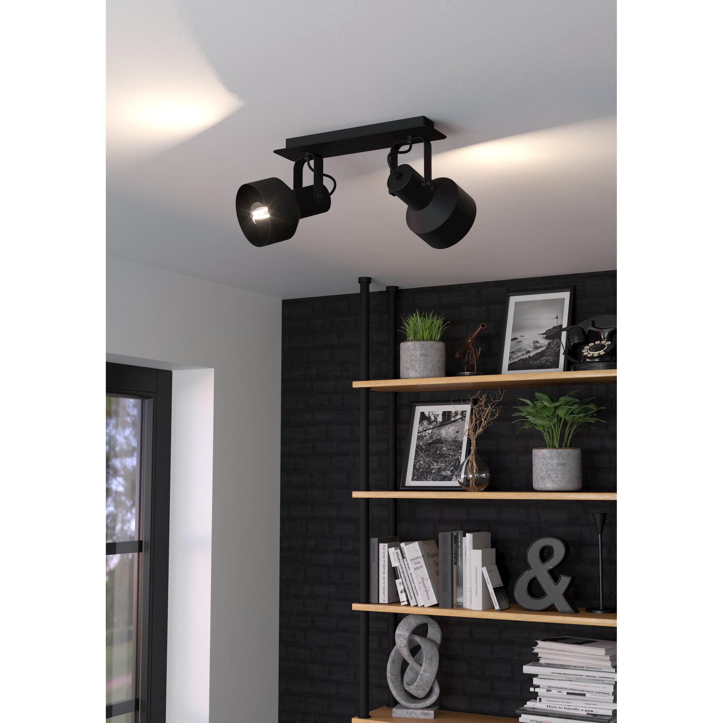 Spot de plafond réglette/plaf métal noir CASIBARE E27 2X28W