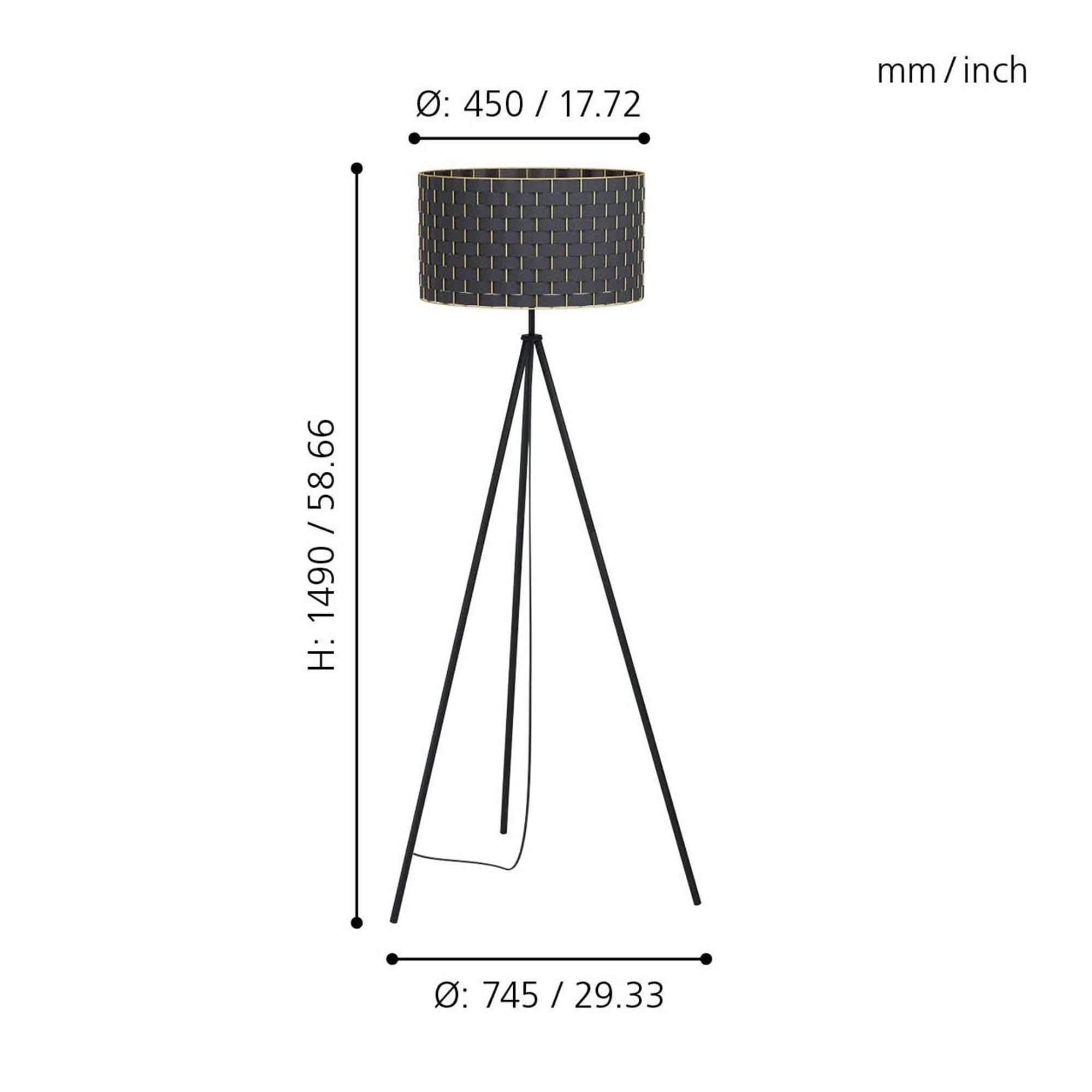 Lampadaire métal noir MARASALES E27 1X40W