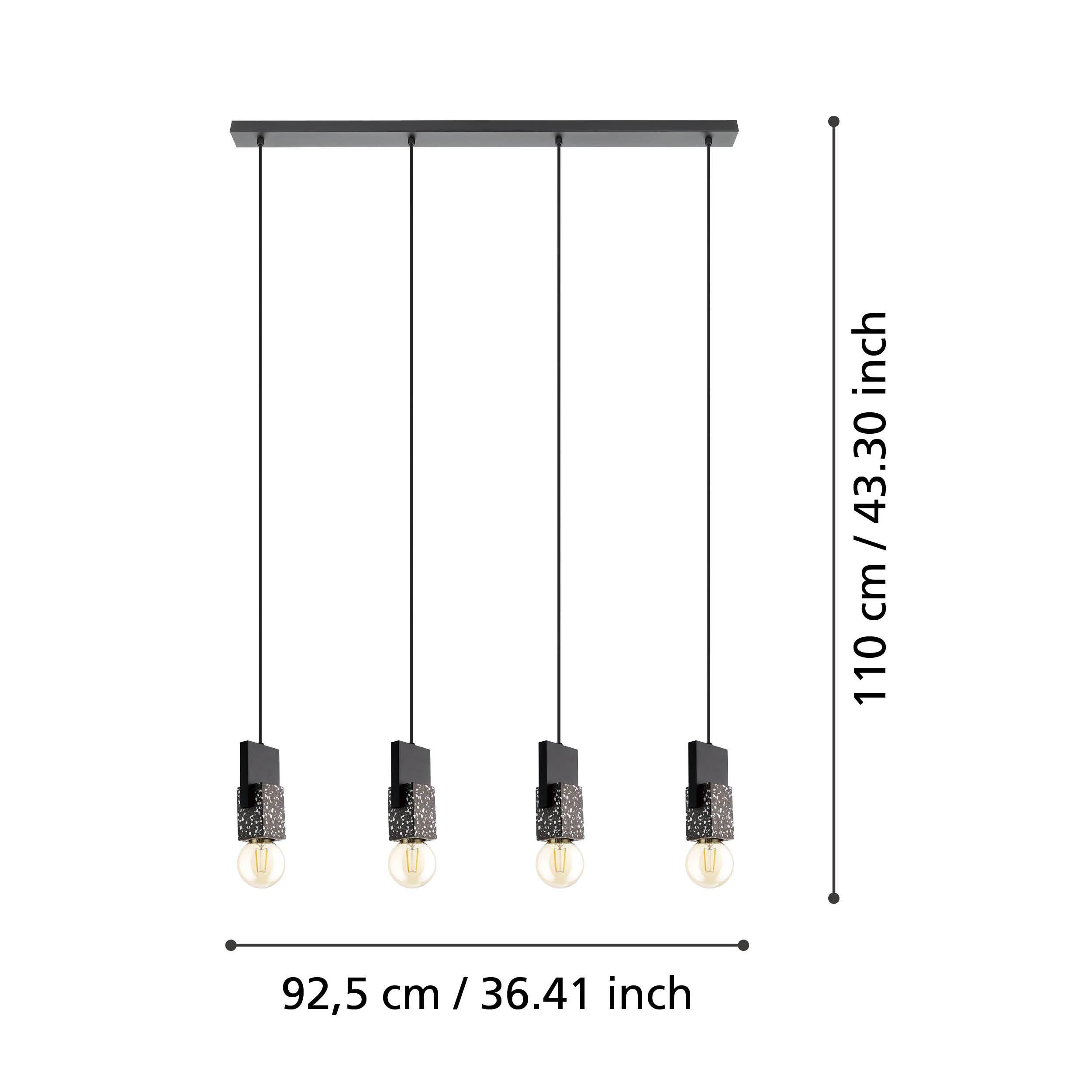 Suspension métal noir LOBATIA E27 4X40W