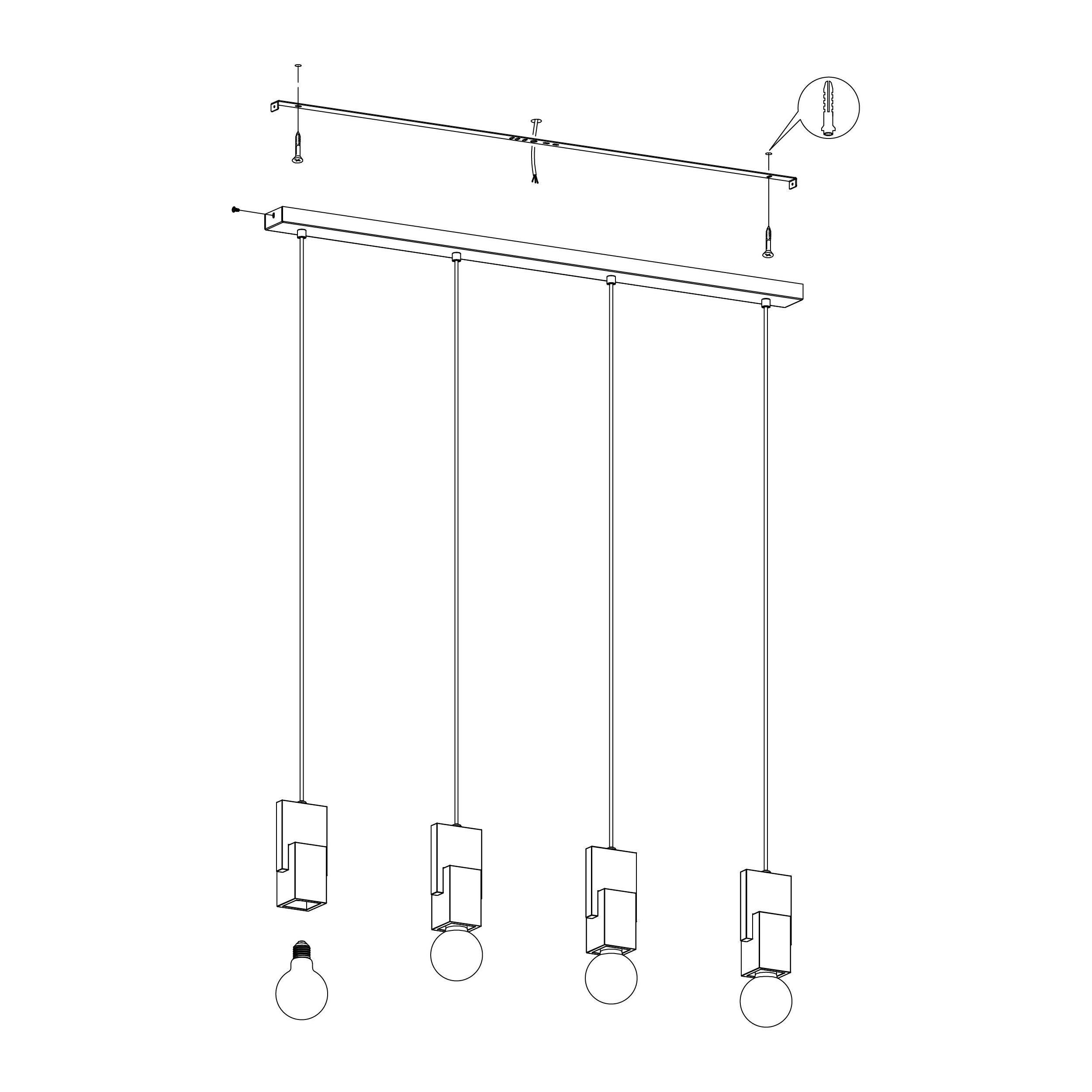 Suspension métal noir LOBATIA E27 4X40W