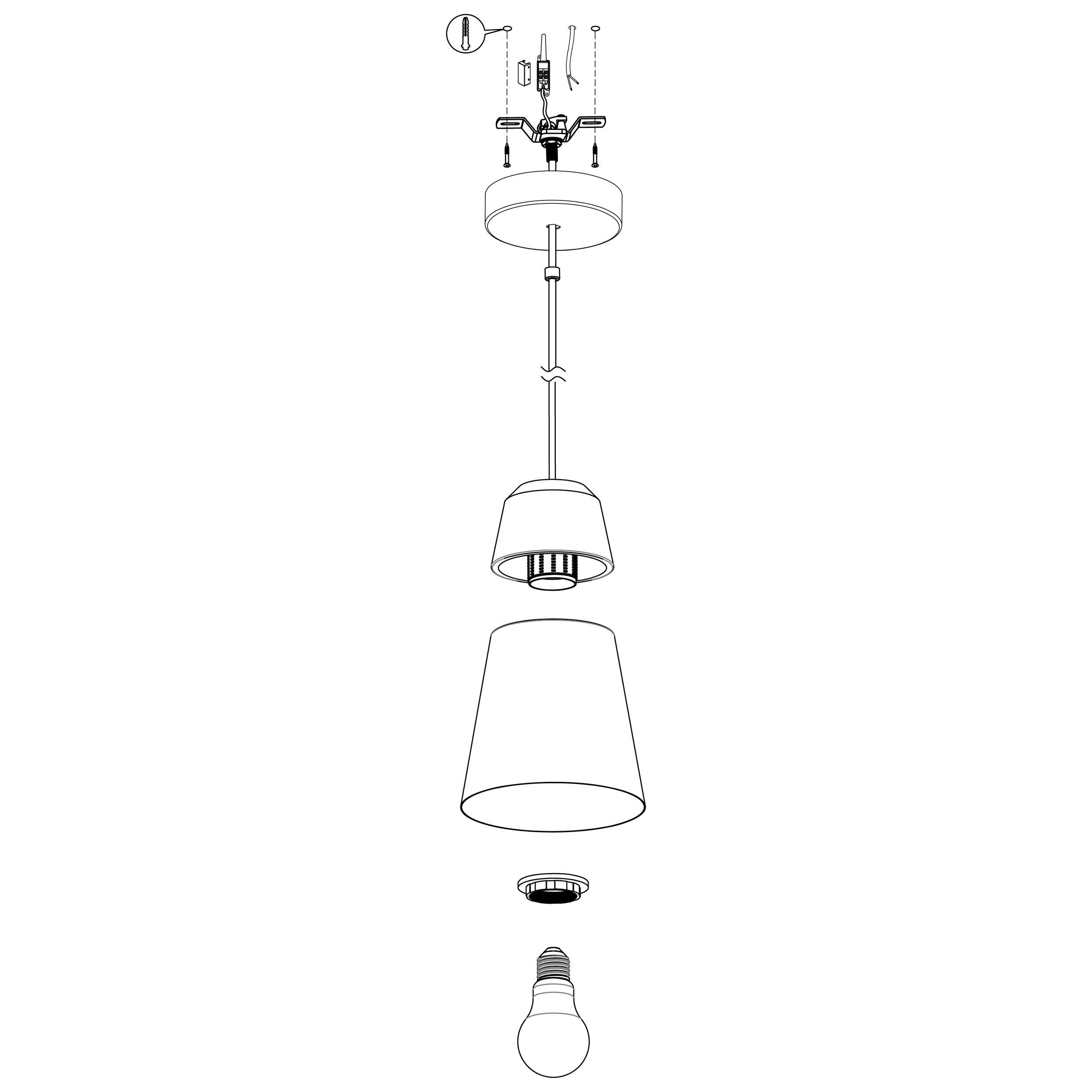 Suspension métal noir CANTERRAS E27 1X40W