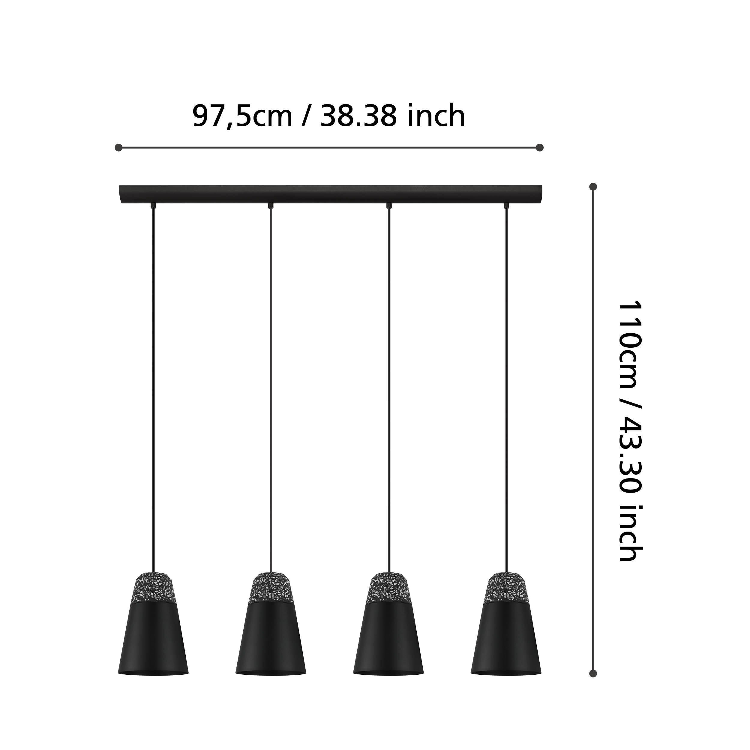 Suspension métal noir CANTERRAS E27 4X40W