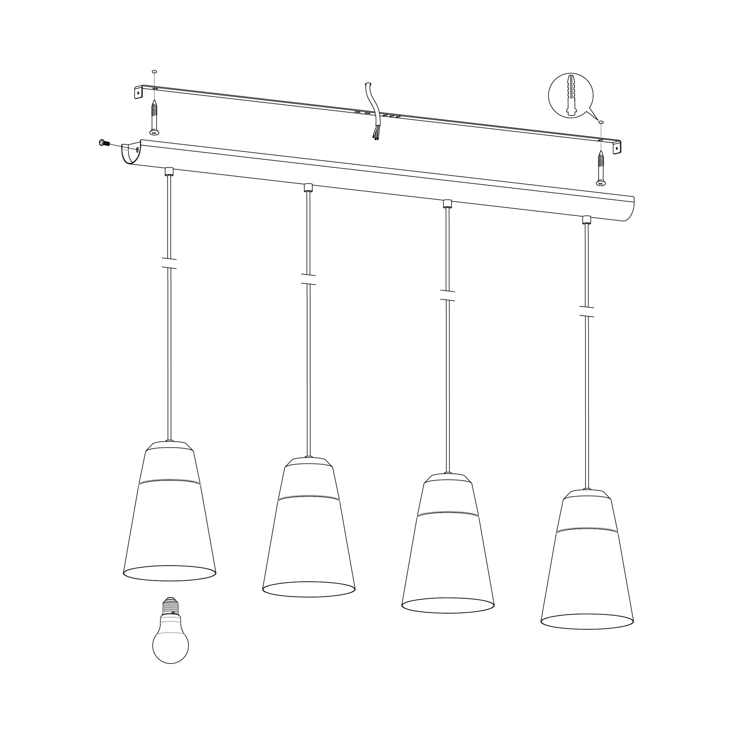 Suspension métal noir CANTERRAS E27 4X40W