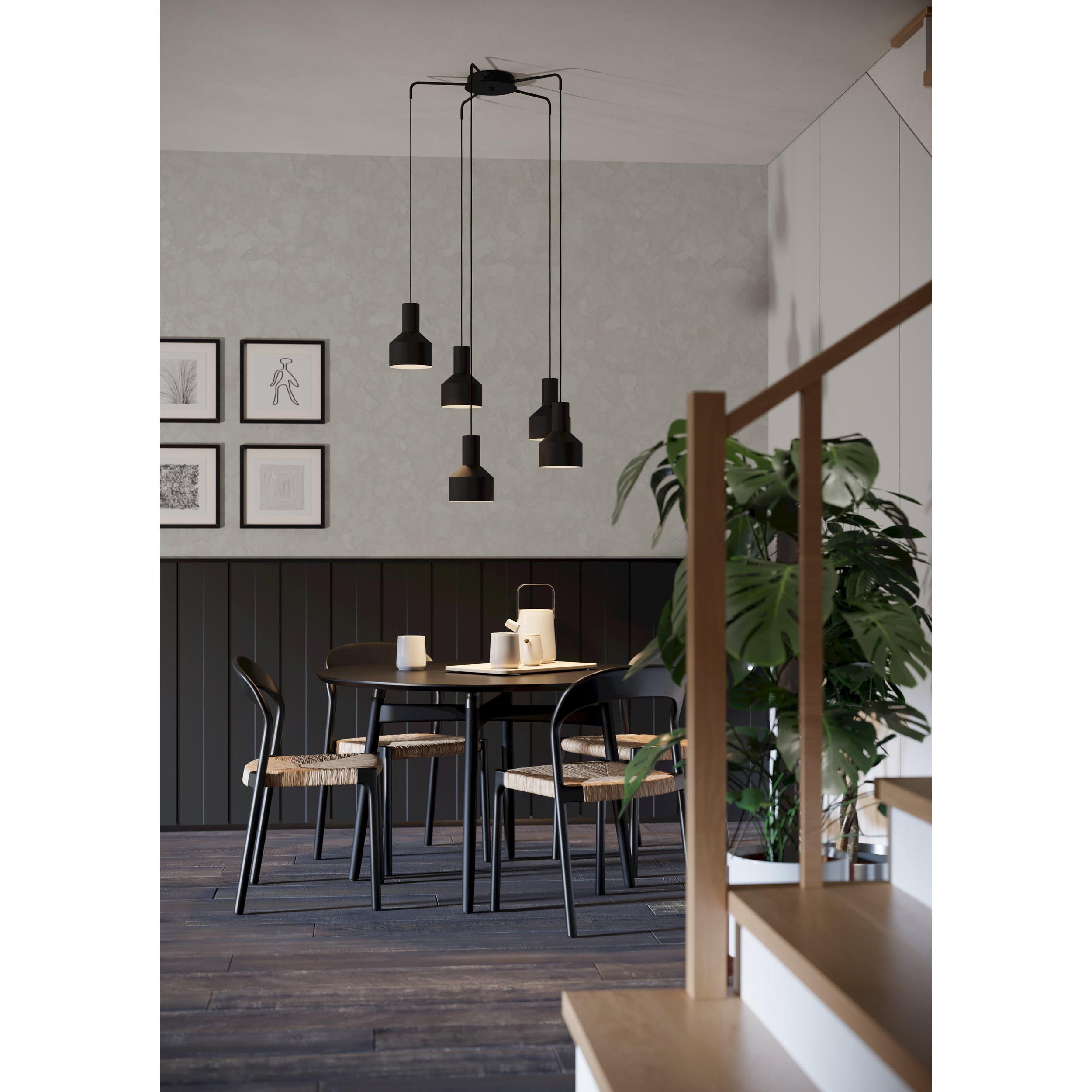 Suspension métal noir CASIBARE E27 5X40W