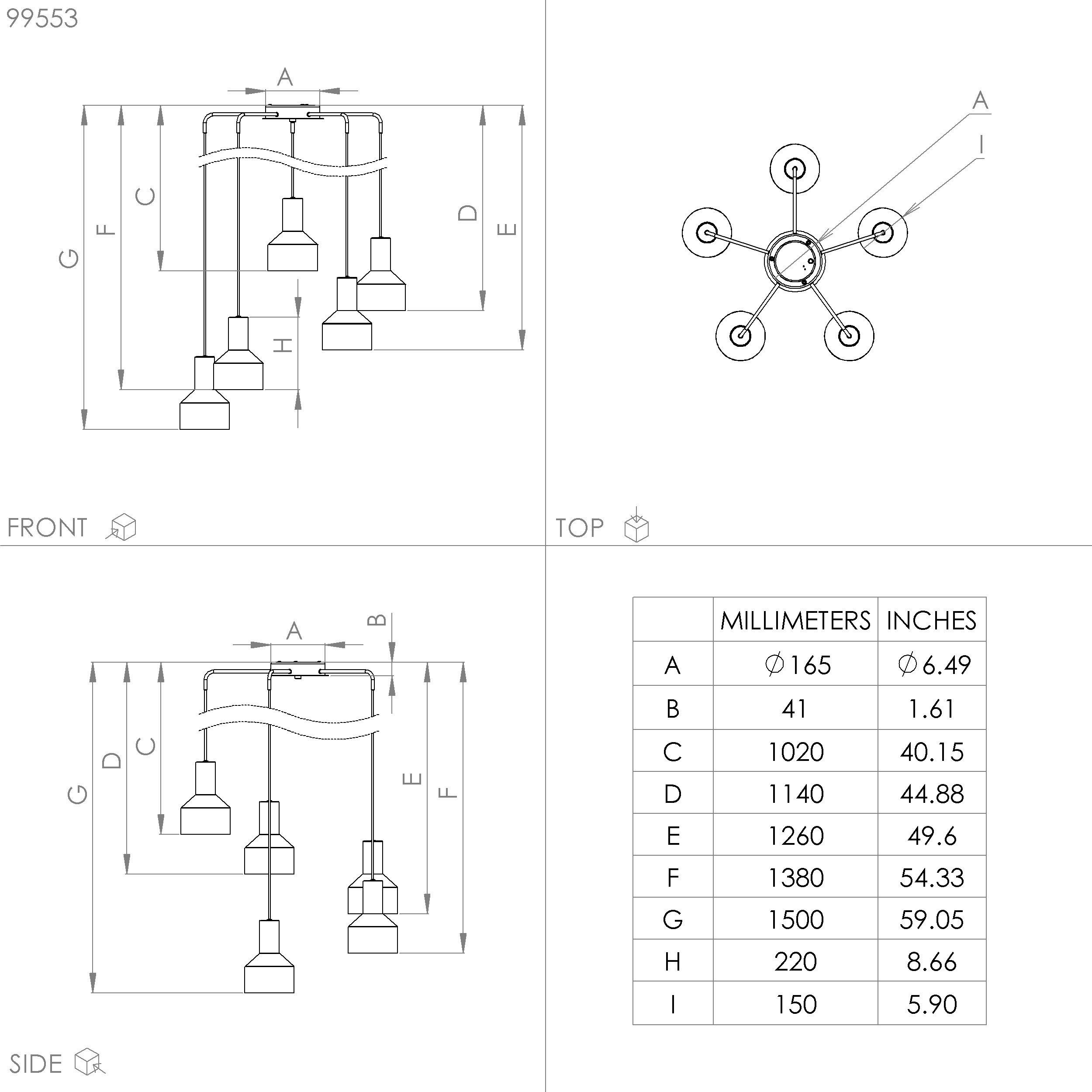 Suspension métal noir CASIBARE E27 5X40W