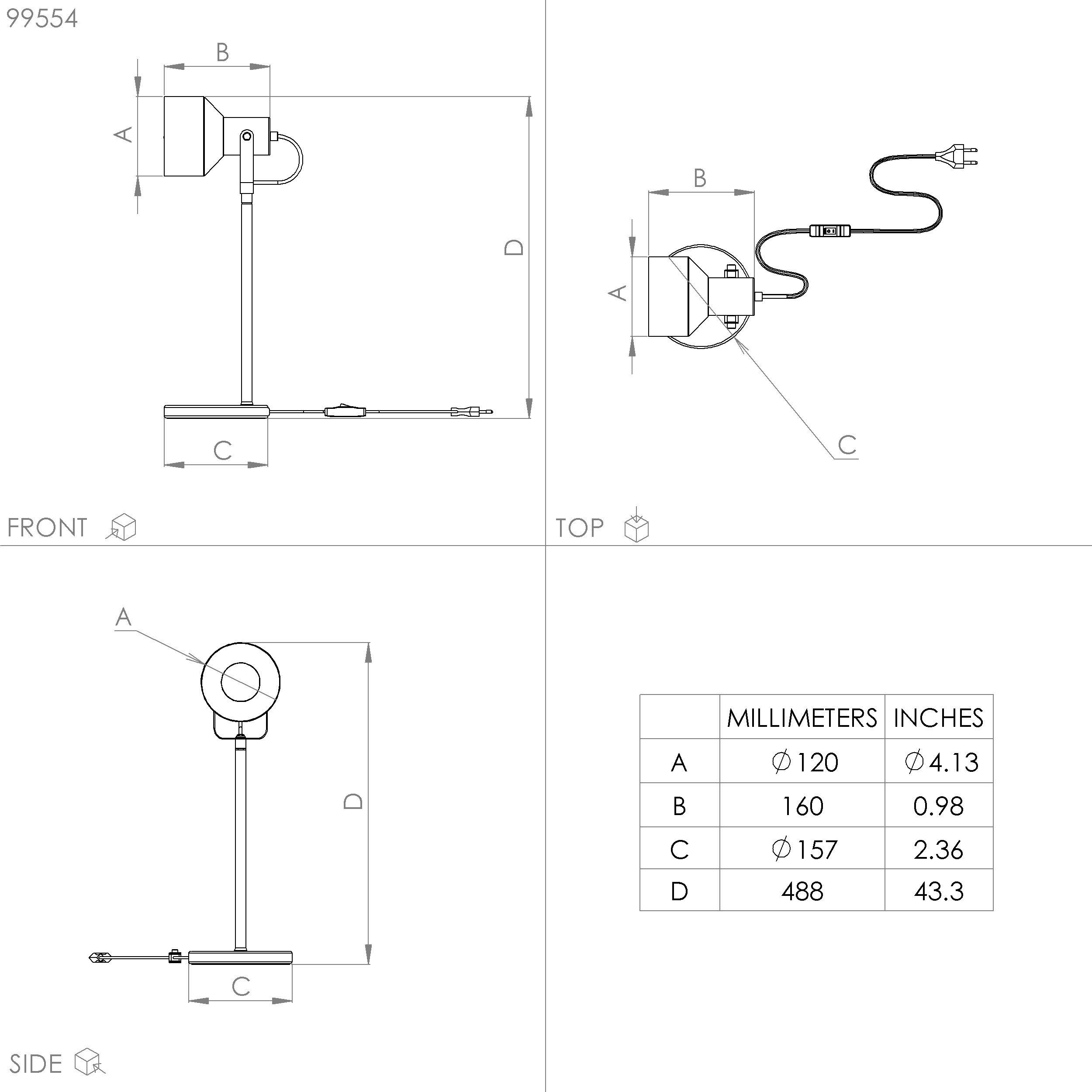 Lampe de table métal noir CASIBARE E27 1X28W