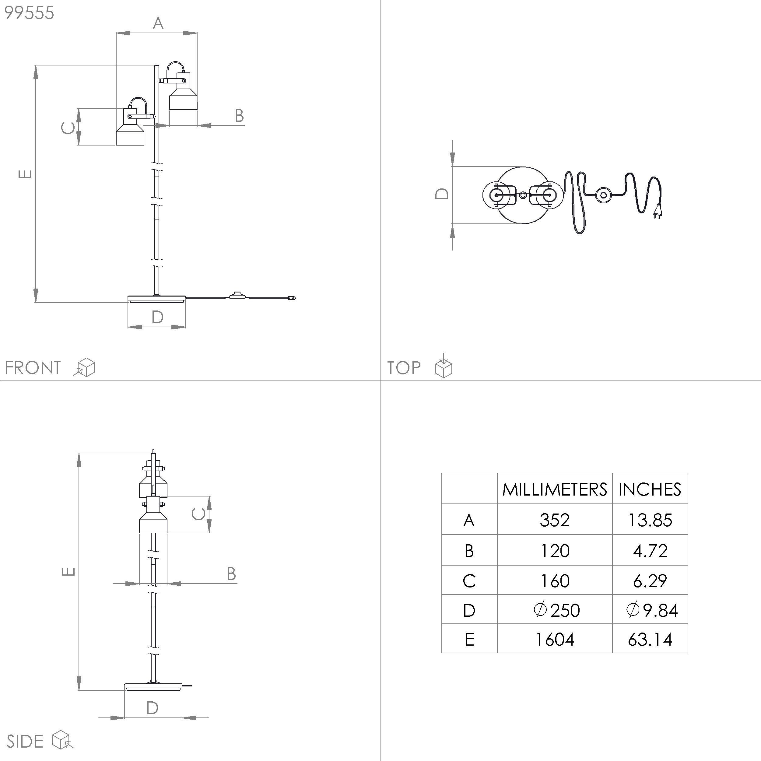 Lampadaire métal noir CASIBARE E27 2X28W