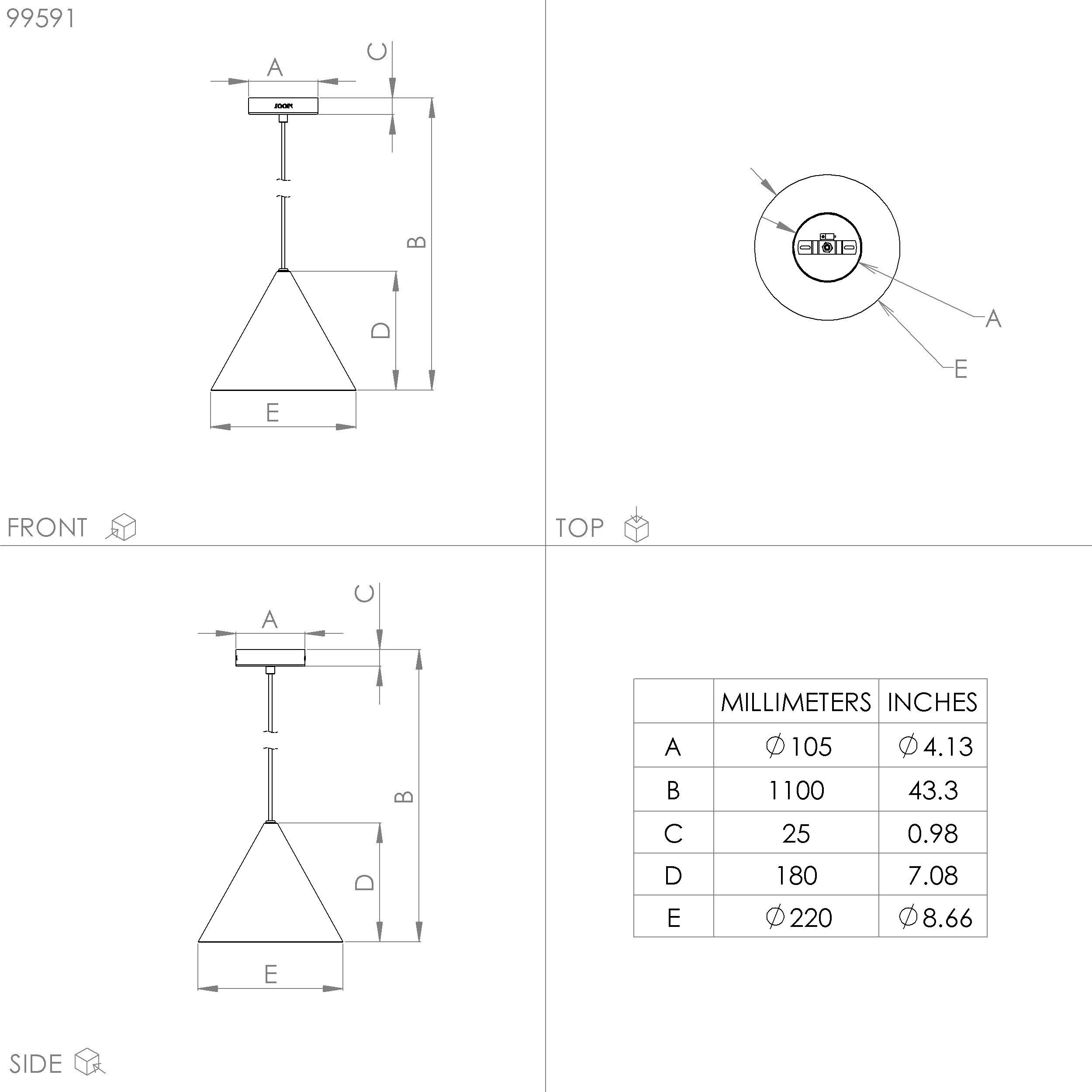 Suspension métal laiton NARICES E27 1X40W