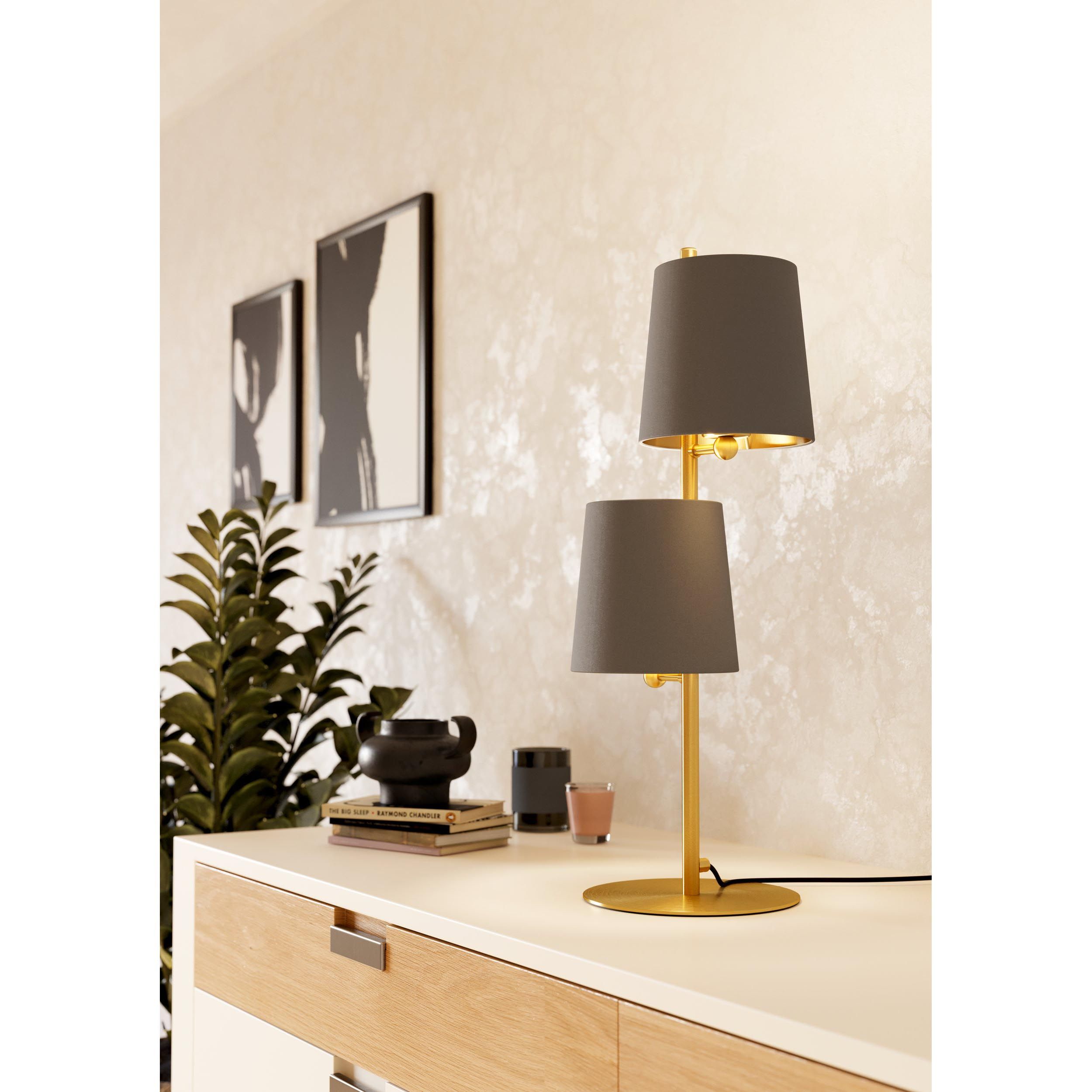 Lampe de table tissu gris ALMEIDA 2 E27 2X40W