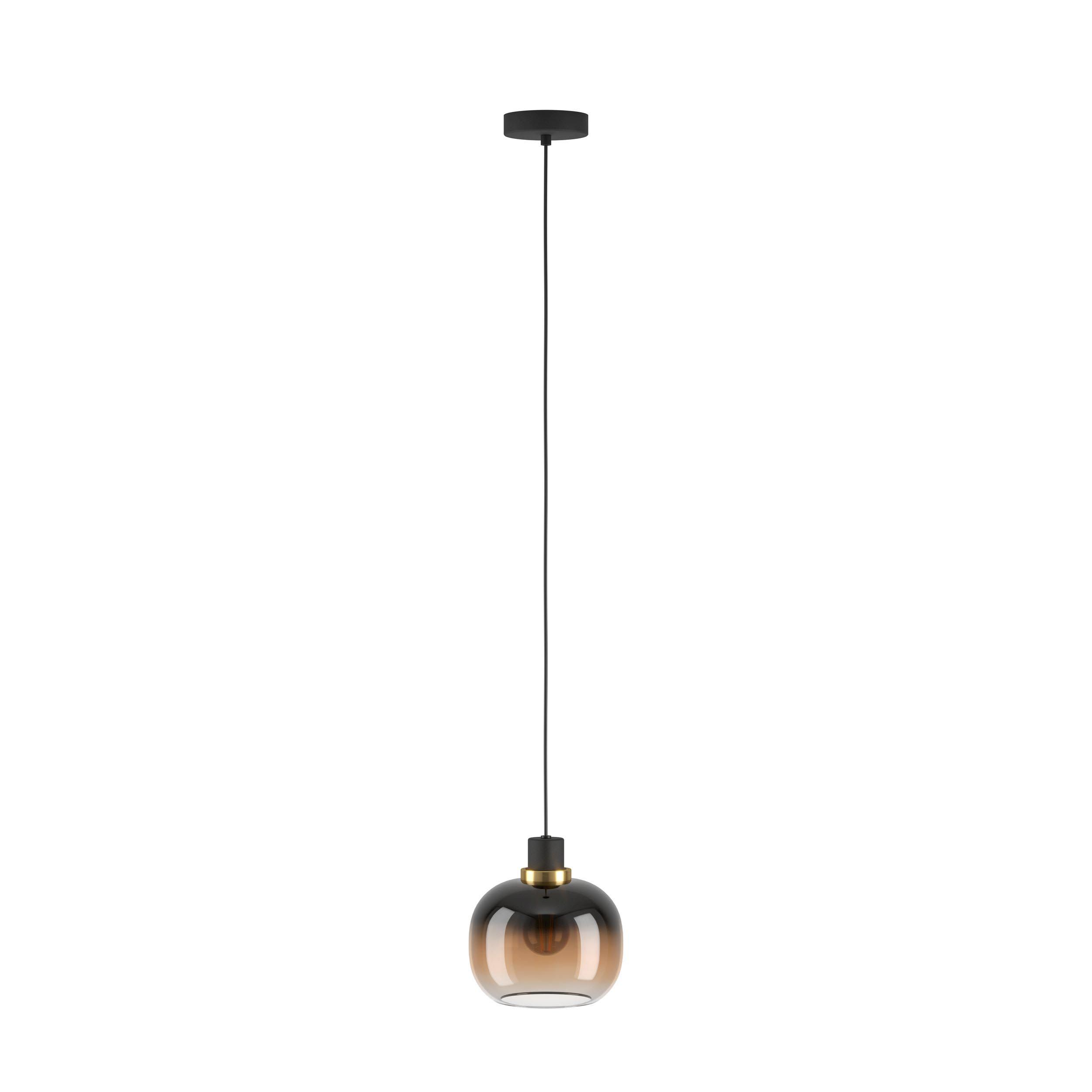 Suspension verre noir/marron OILELLA E27 1X40W