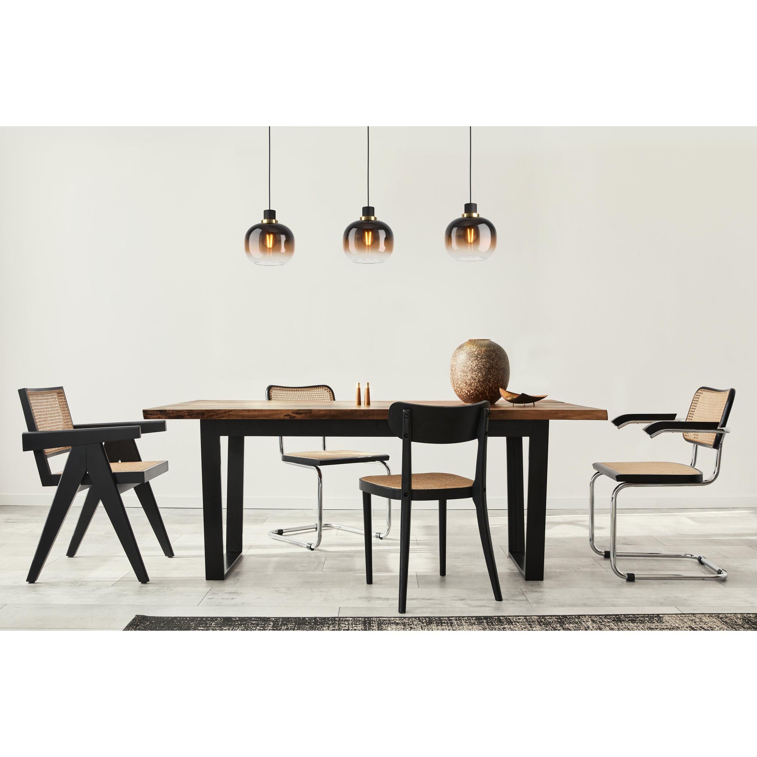 Suspension verre noir/marron OILELLA barre 3 E27 3X40W