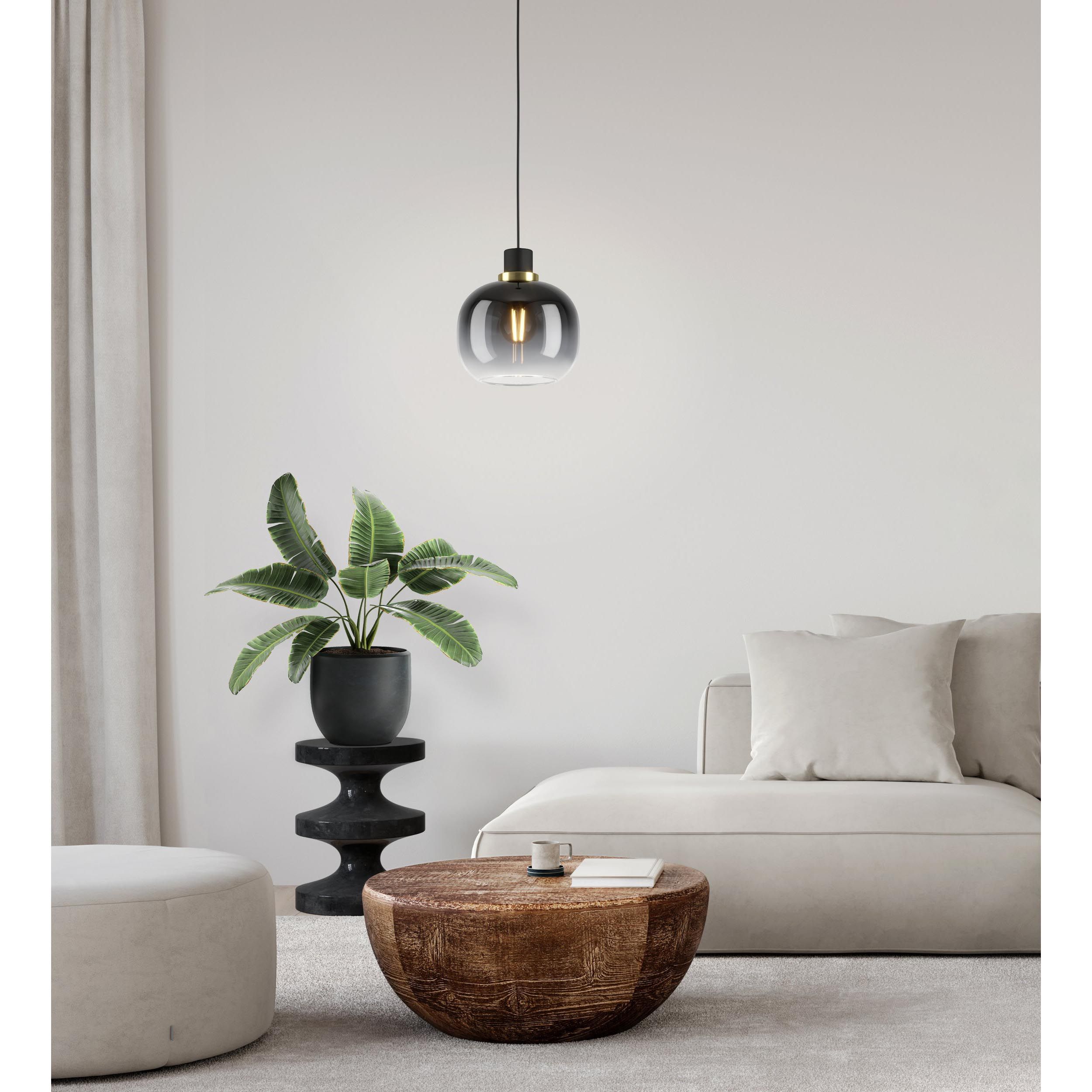 Suspension verre noir/gris OILELLA E27 1X40W