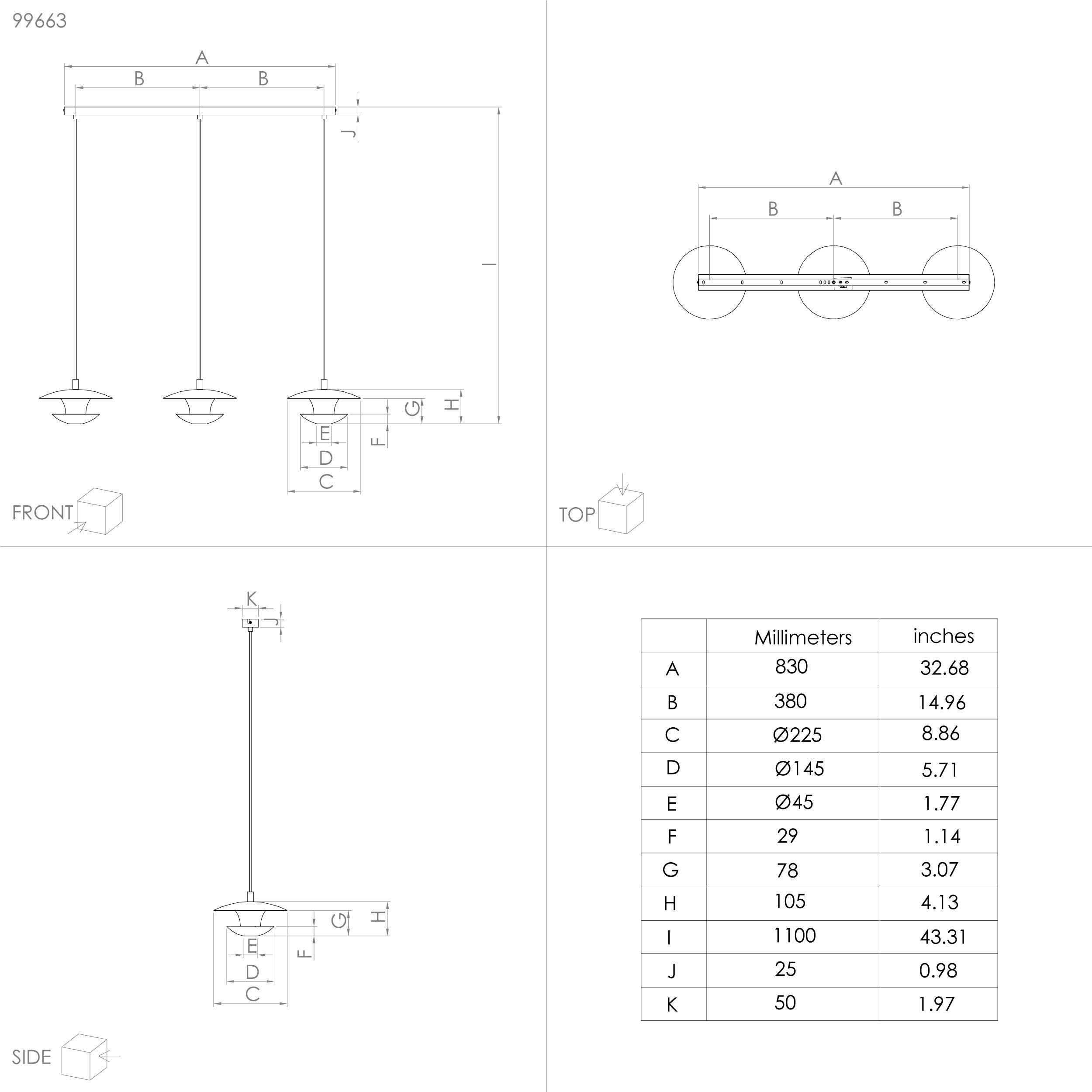 Suspension métal noir NUVANO GU10 3X4,5W