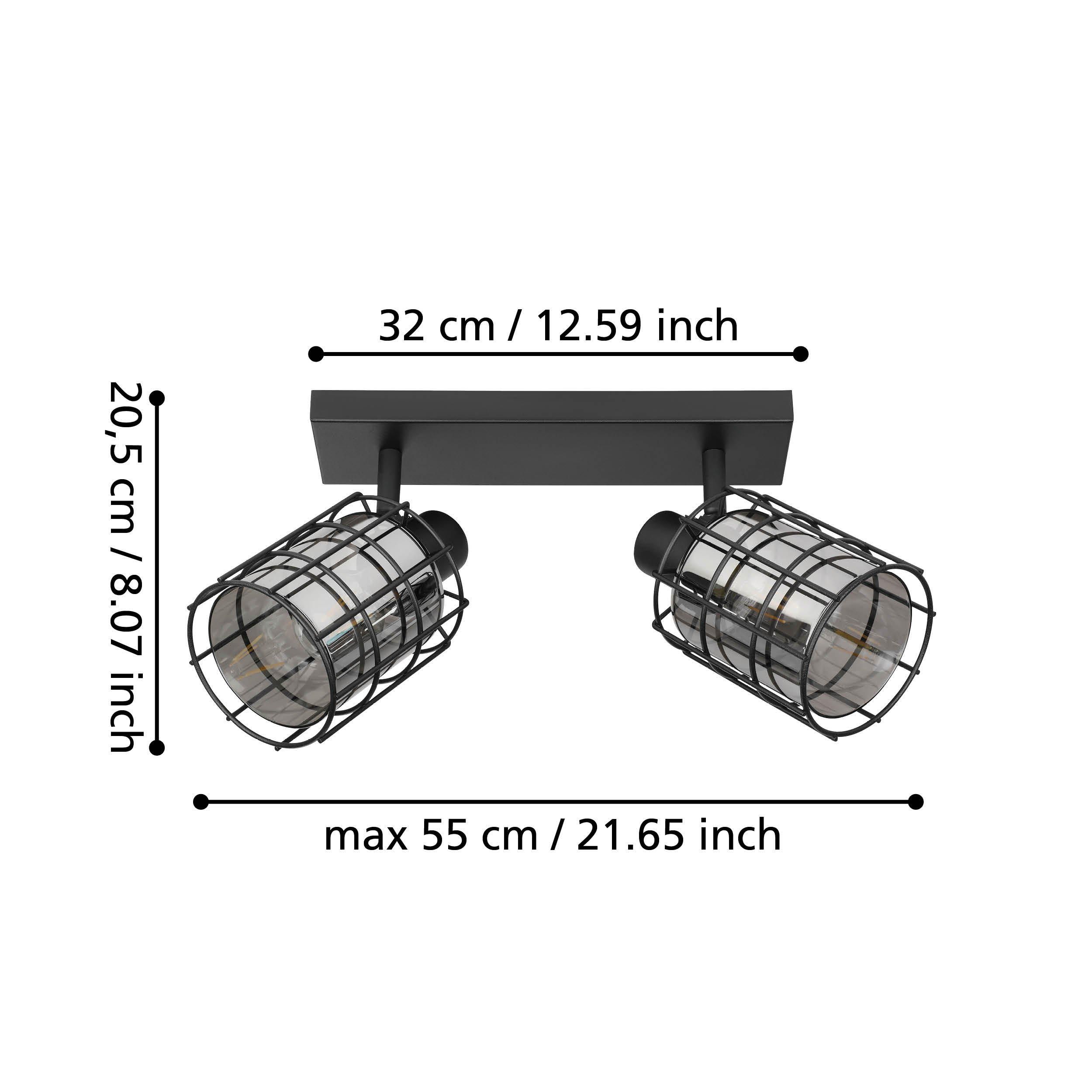 Spot de plafond réglette/plaf métal noir CONSACA E27 2X40W