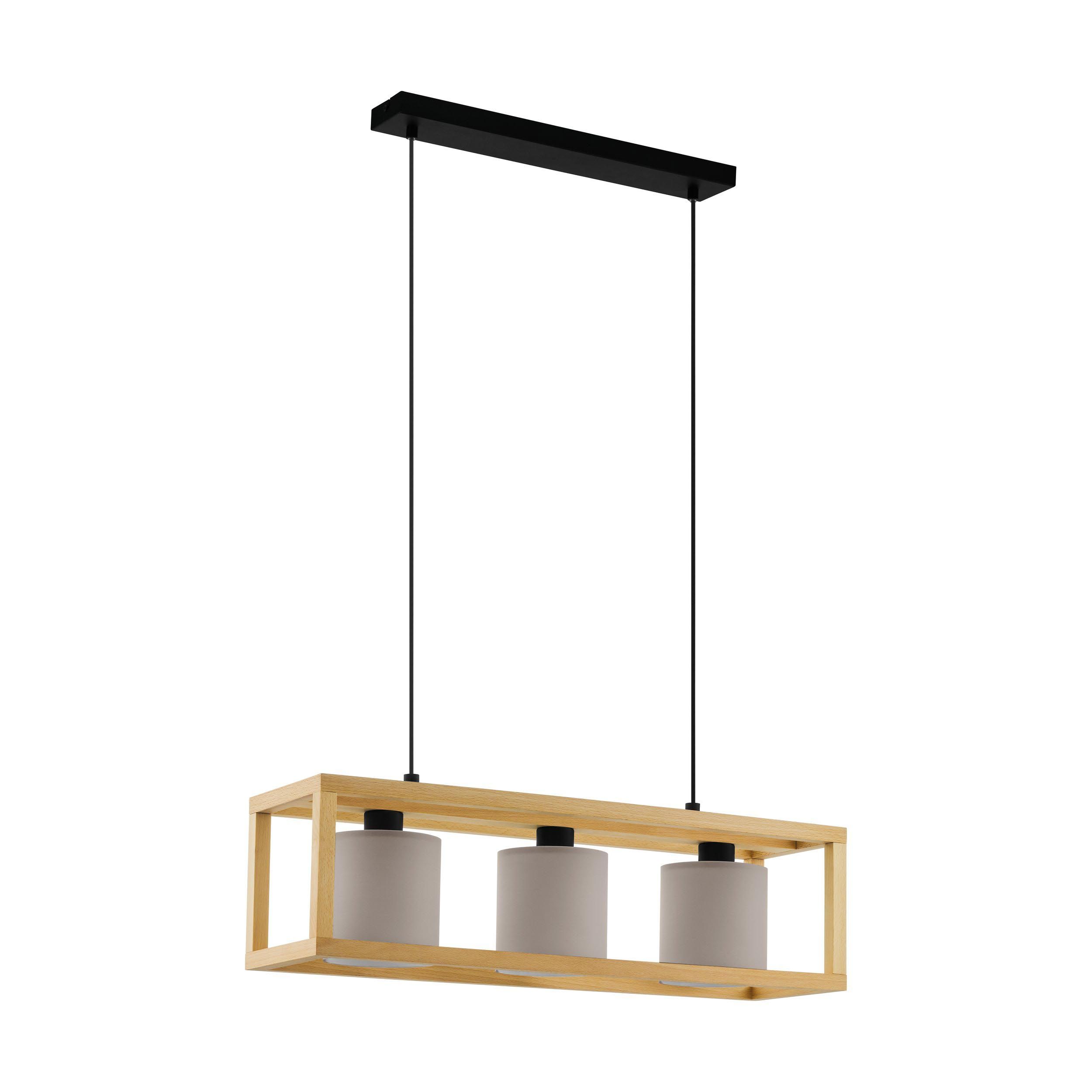 Suspension bois naturel GRANADOS verre cappuccino E27 3X25W