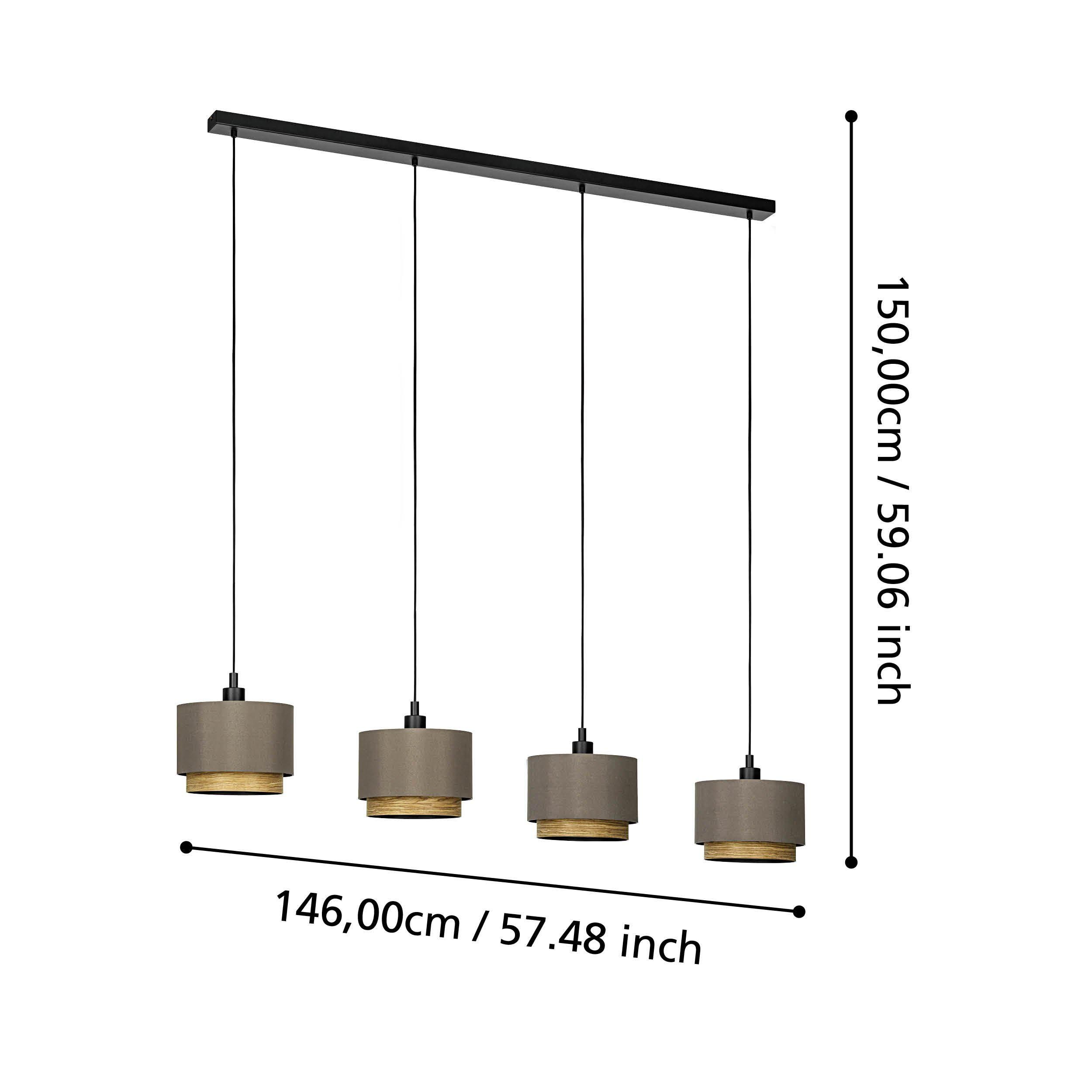 Suspension tissu marron MARCHENA E27 4X40W