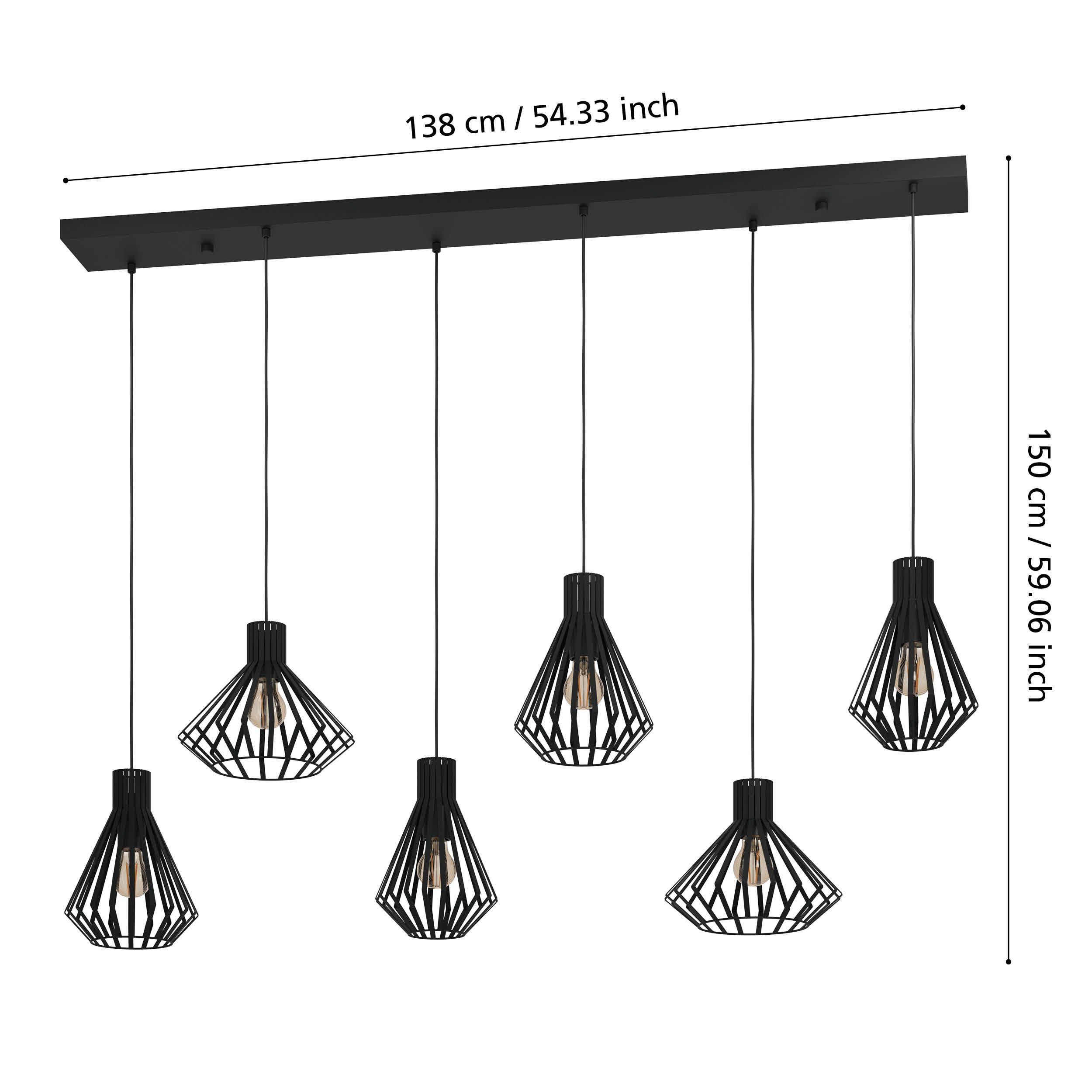 Suspension métal noir BASIDANO E27 6X40W