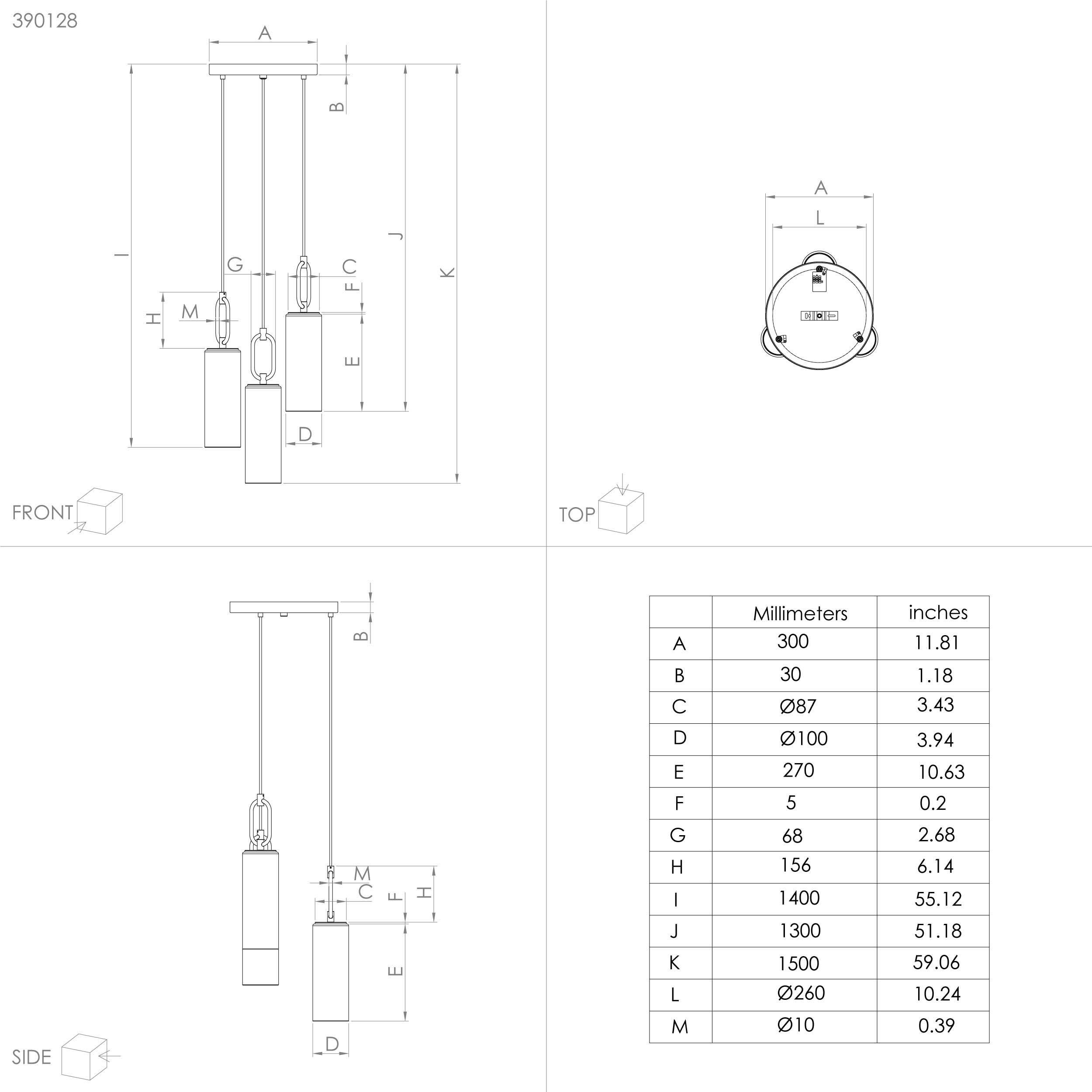 Suspension verre blanc MAJANA E27 3X40W