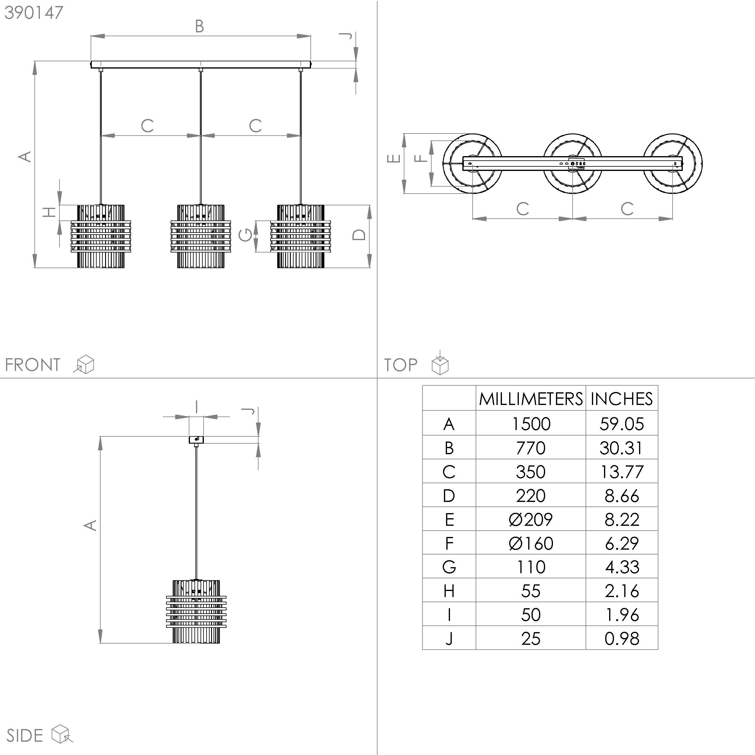 Suspension métal sable OLTAMAR E27 3X40W