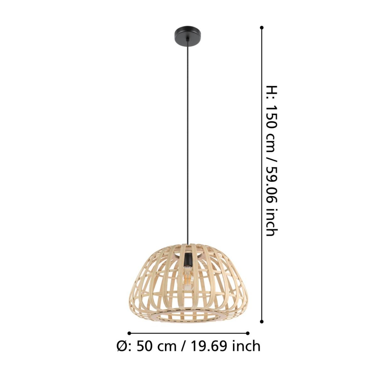 Suspension bambou naturel MONTEZUELO D50CM E27 1X40W