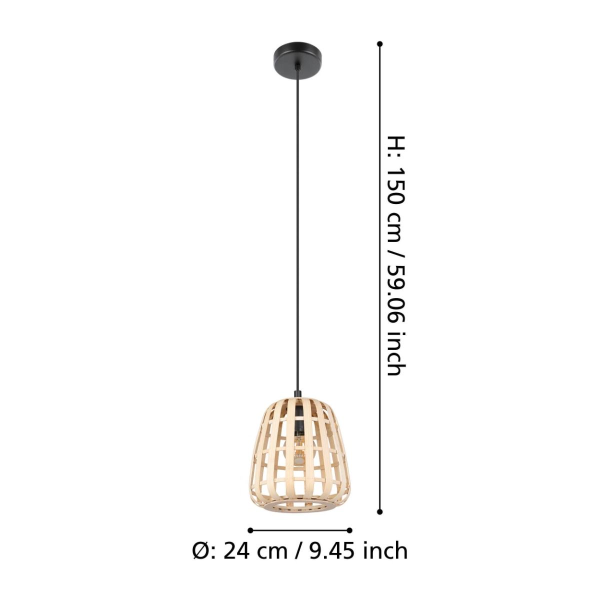 Suspension bambou naturel MONTEZUELO D24CM E27 1X40W