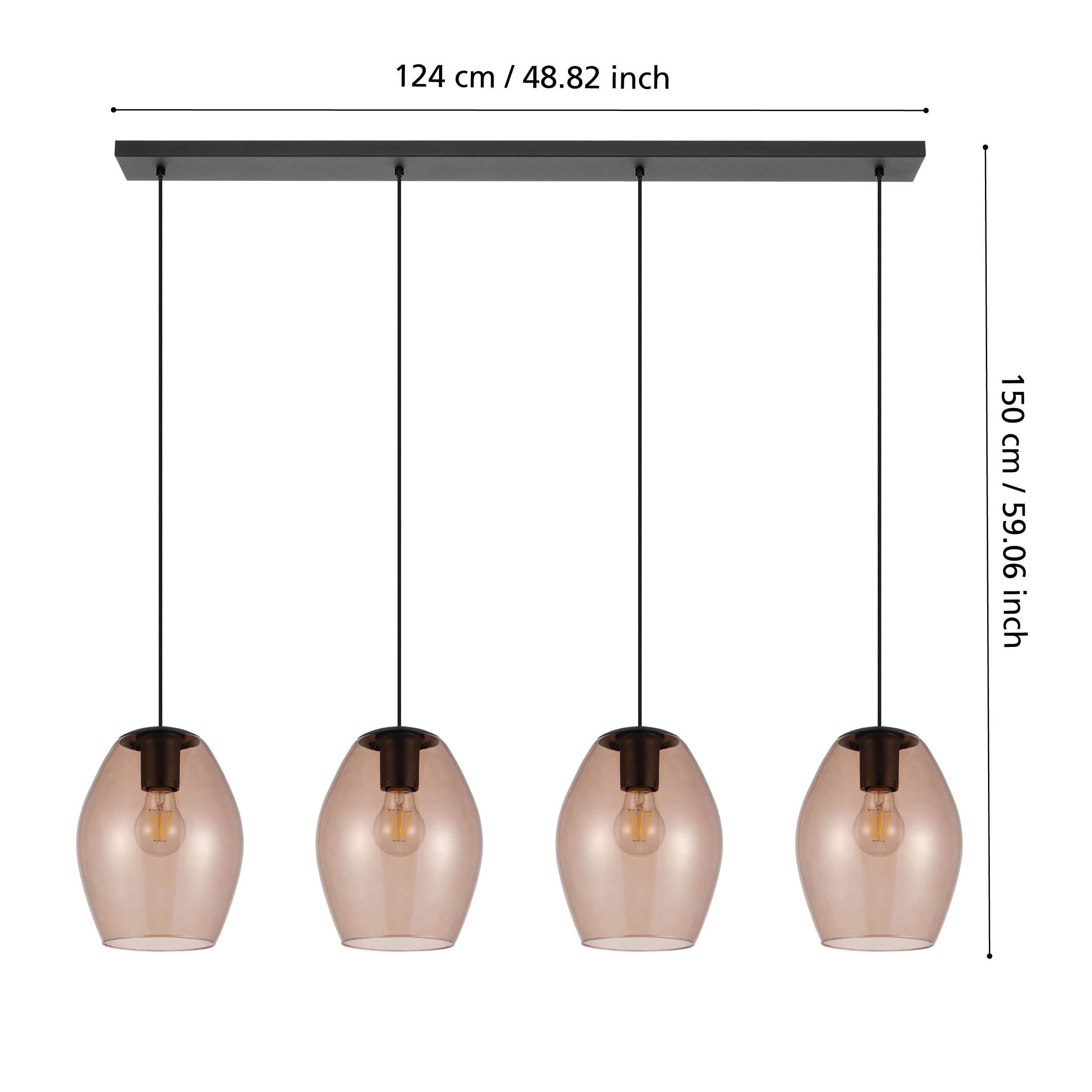 Suspension verre marron ESTANYS 1 E27 4X40W