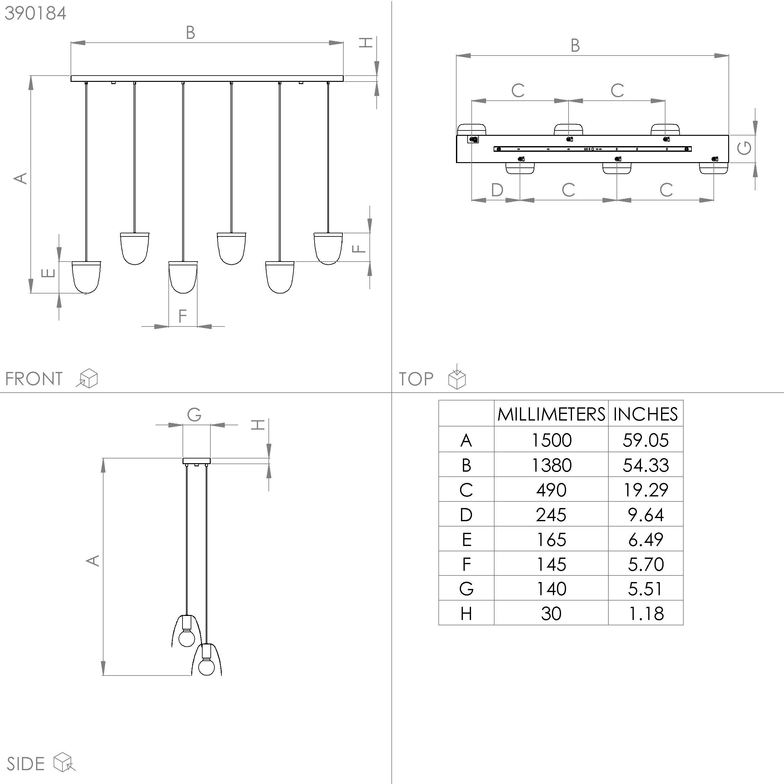 Suspension métal noir SERENARA E27 6X40W