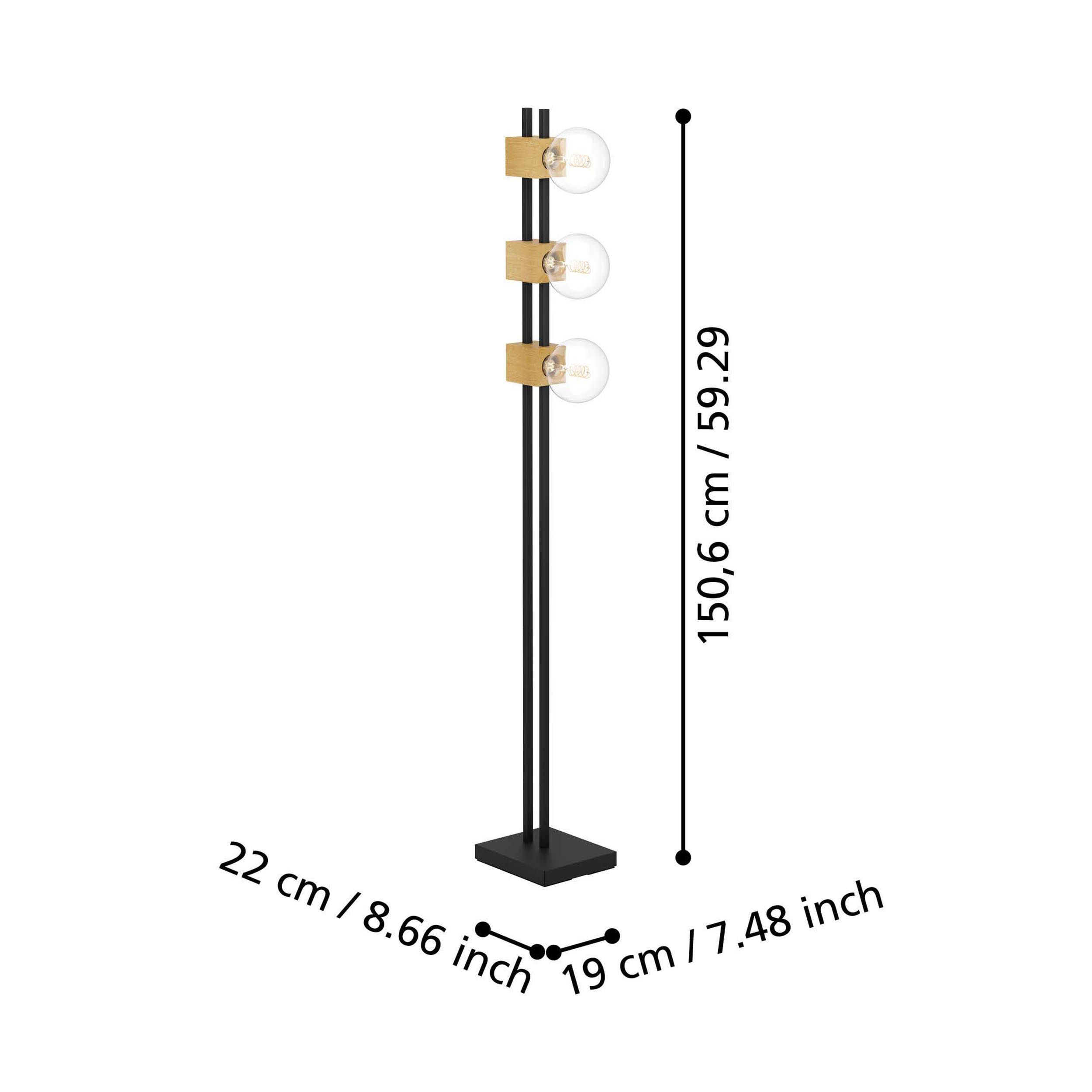 Lampadaire bois noir LEVANTARA E27 3X40W