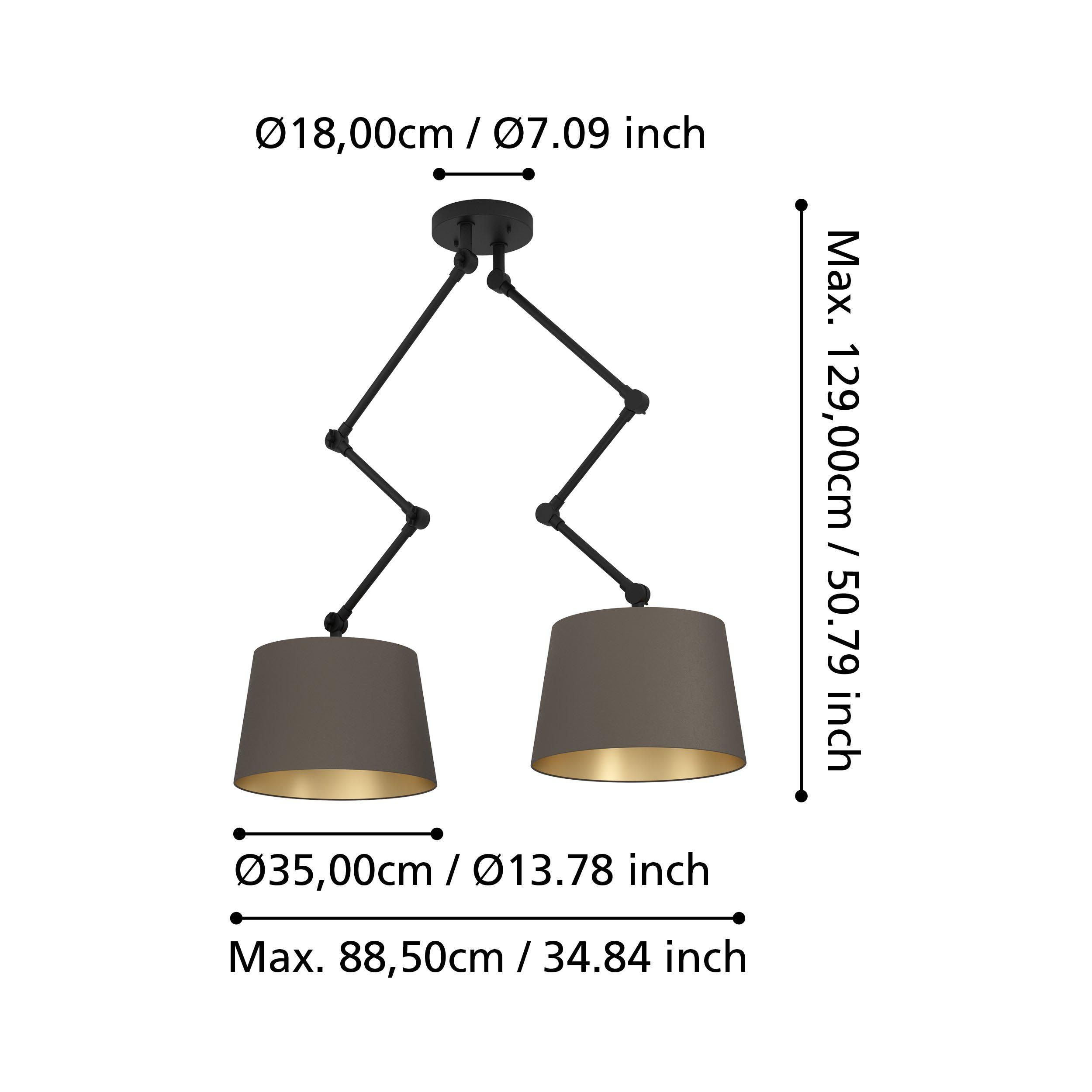 Plafonnier tissu cafe PISTUNIO E27 2X40W