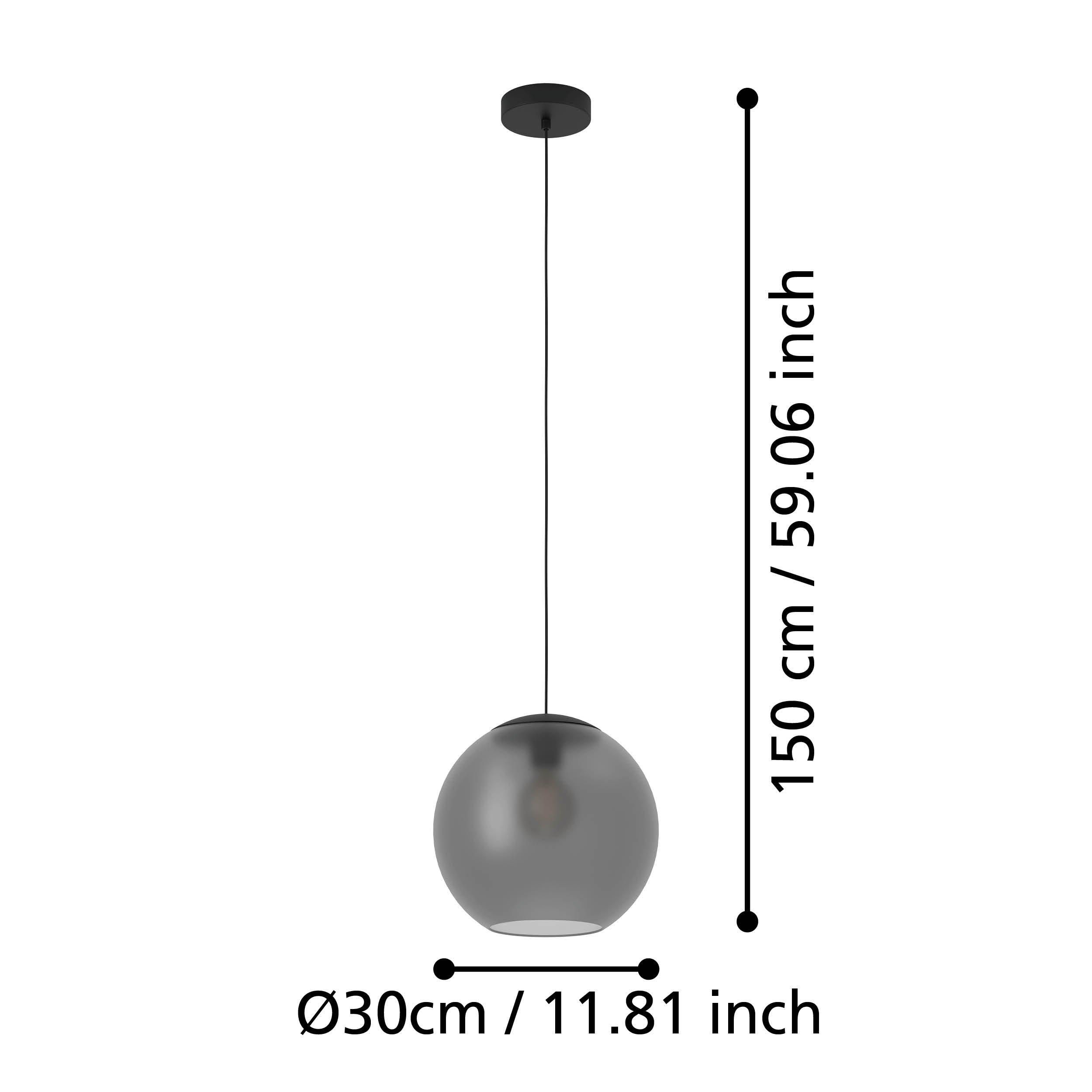 Suspension verre gris ARANGONA E27 1X40W