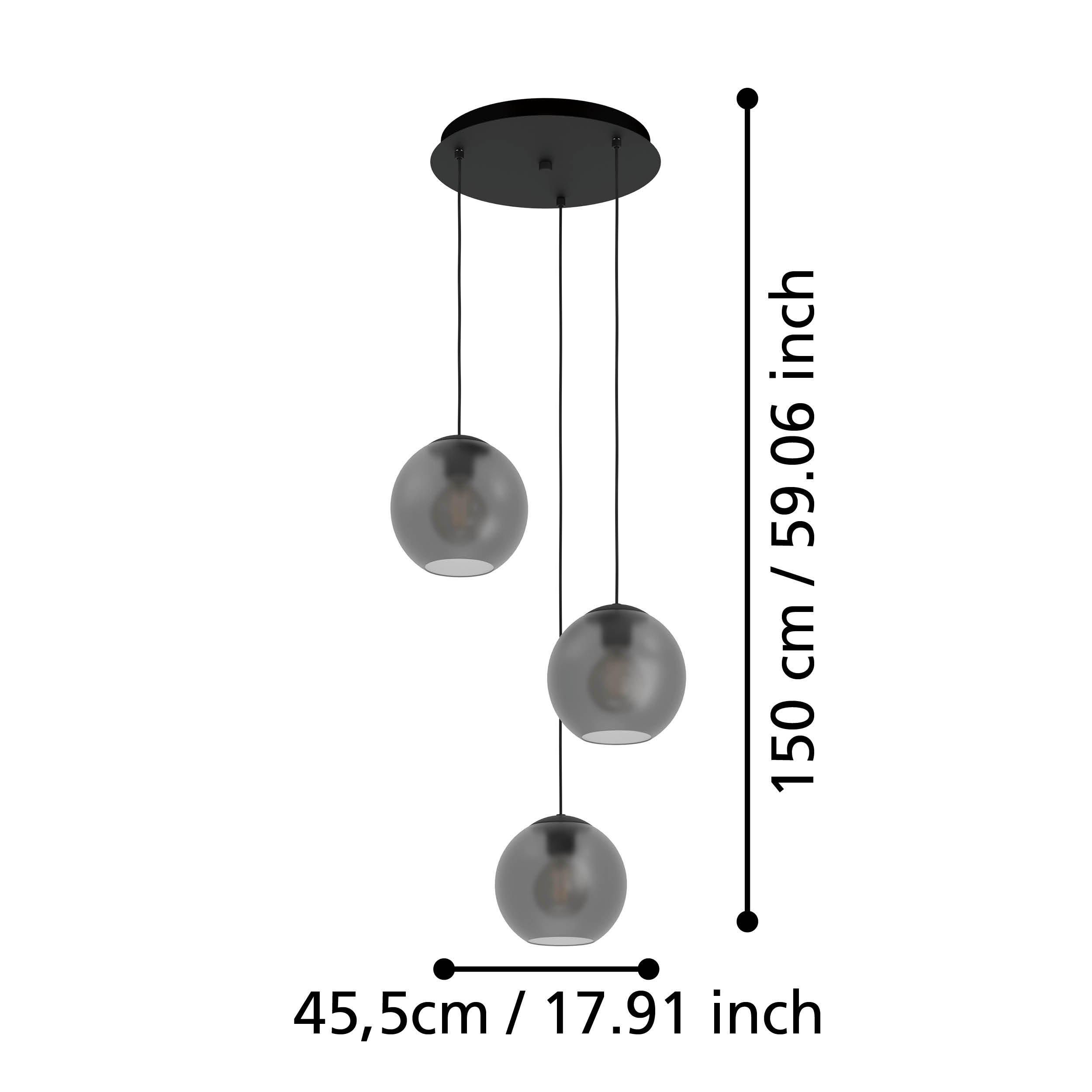 Suspension verre gris ARANGONA Cascade 3 E27 3X40W