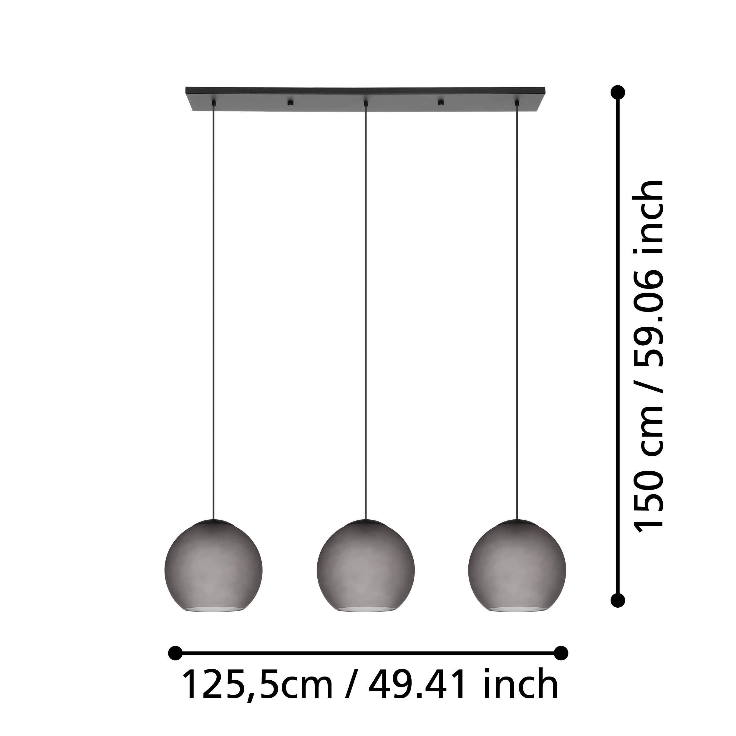 Suspension verre gris ARANGONA Barre 3 E27 3X40W