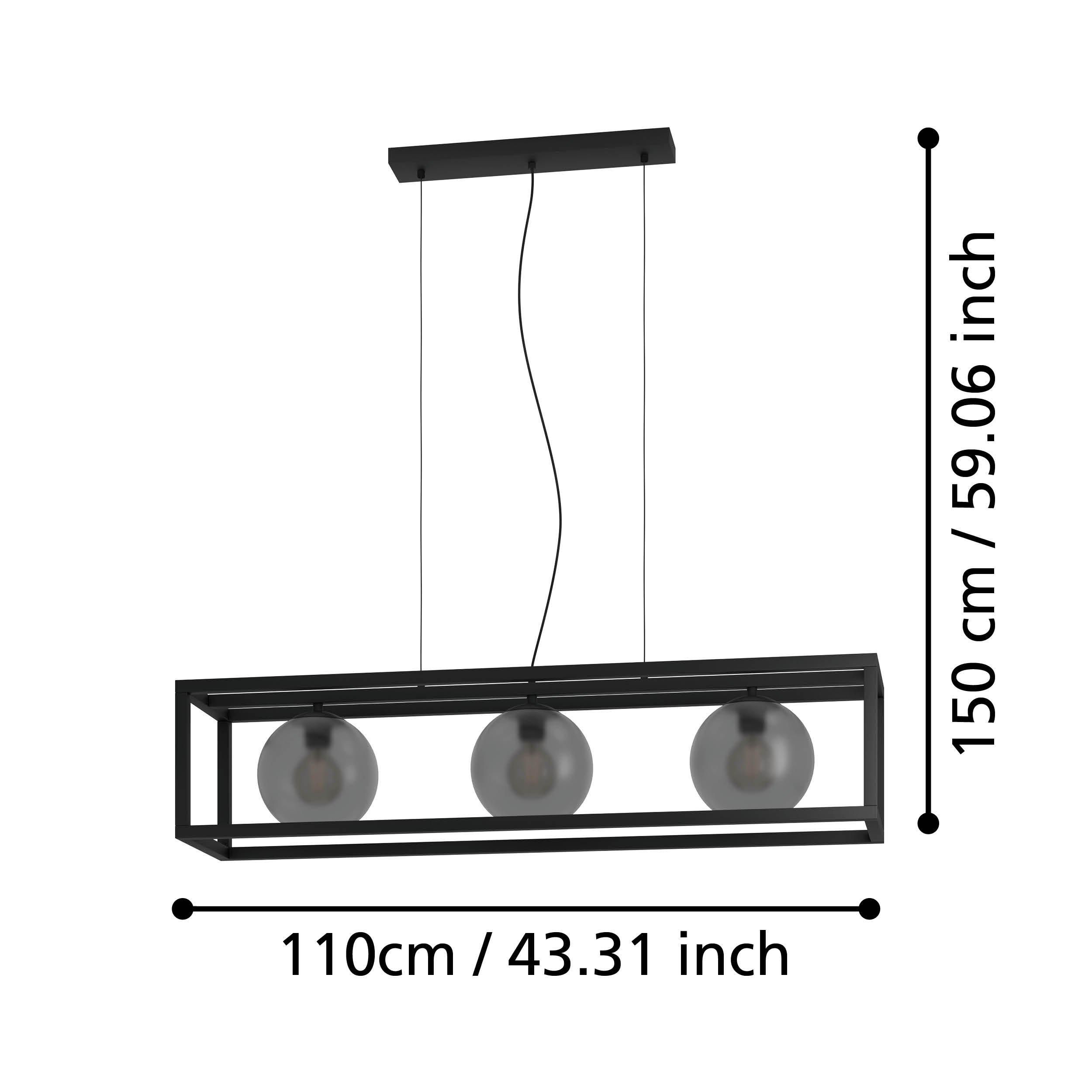 Suspension métal noir ARANGONA E27 3X40W