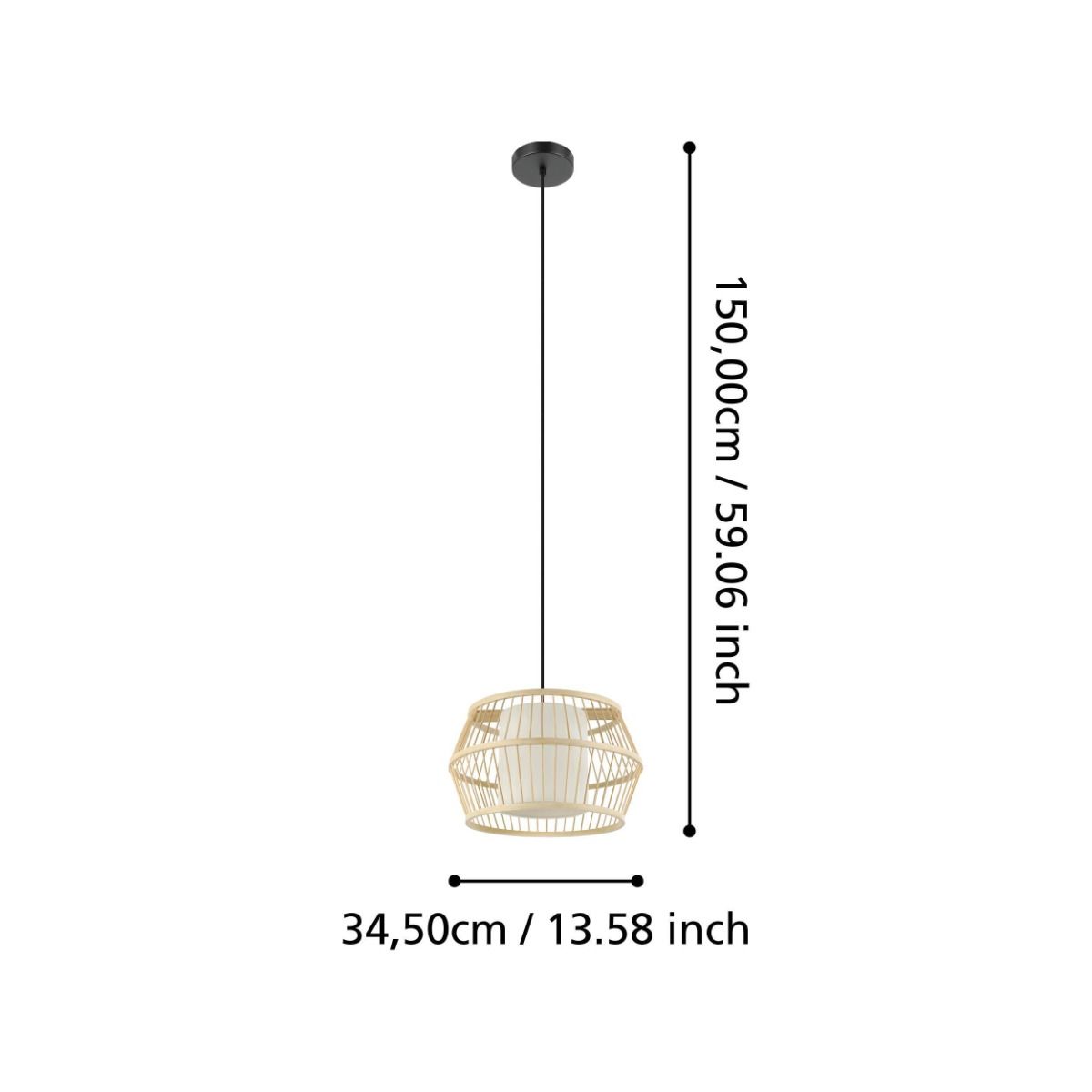 Suspension bois naturel MONTERROSO E27 1X40W