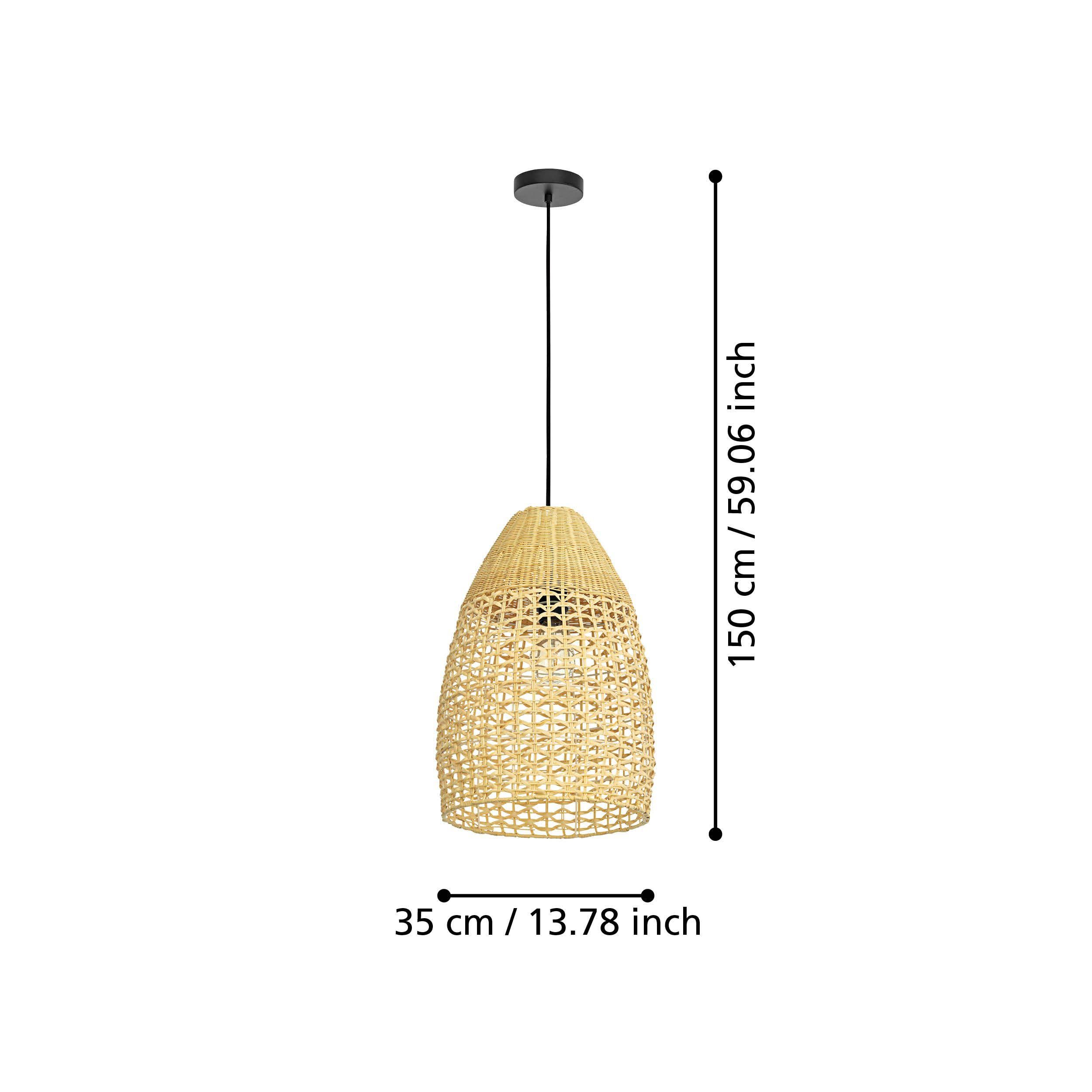 Suspension bois naturel SAMBUCONA E27 1X40W